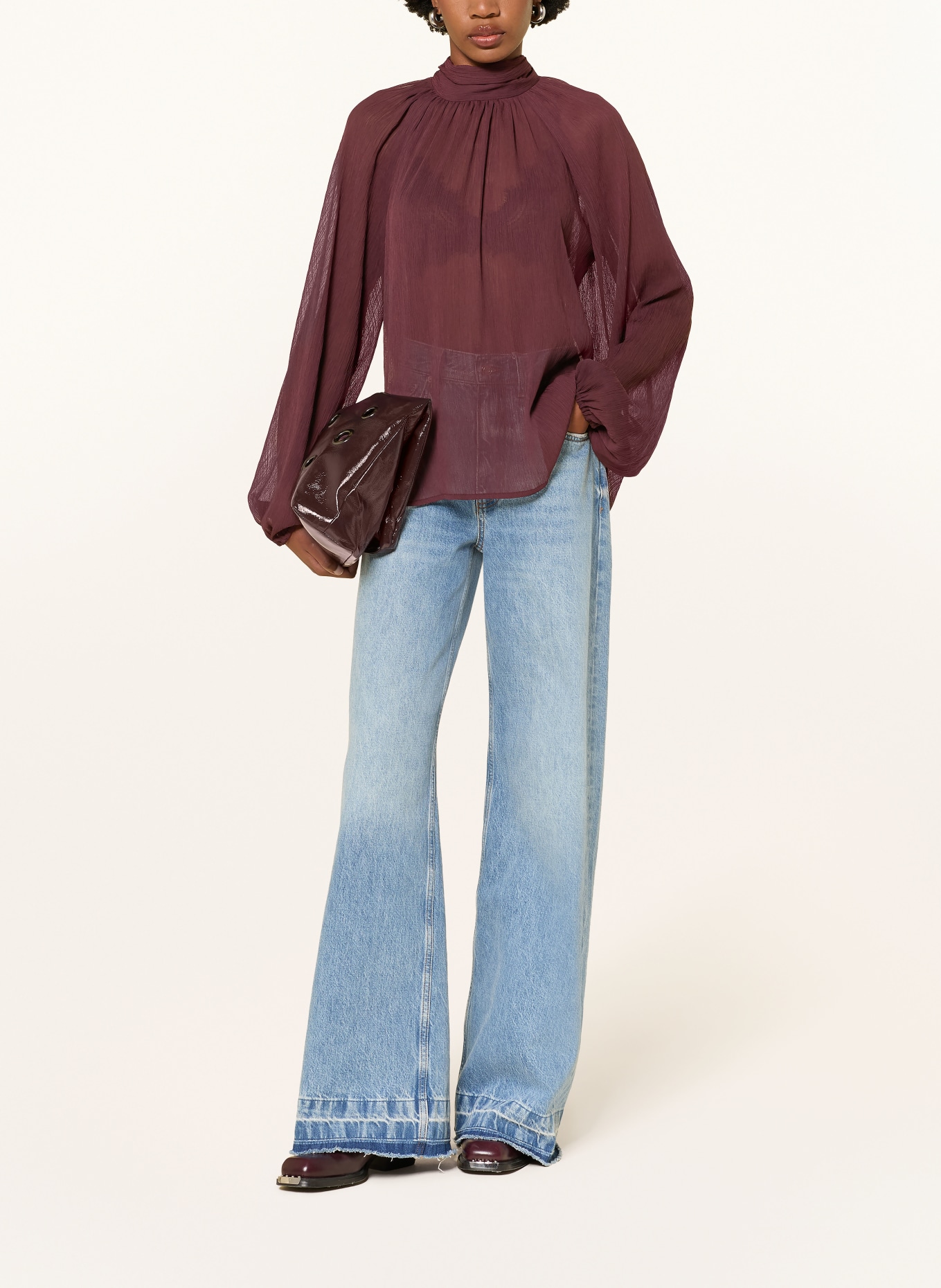 MRS & HUGS Bow-tie blouse: DARK RED