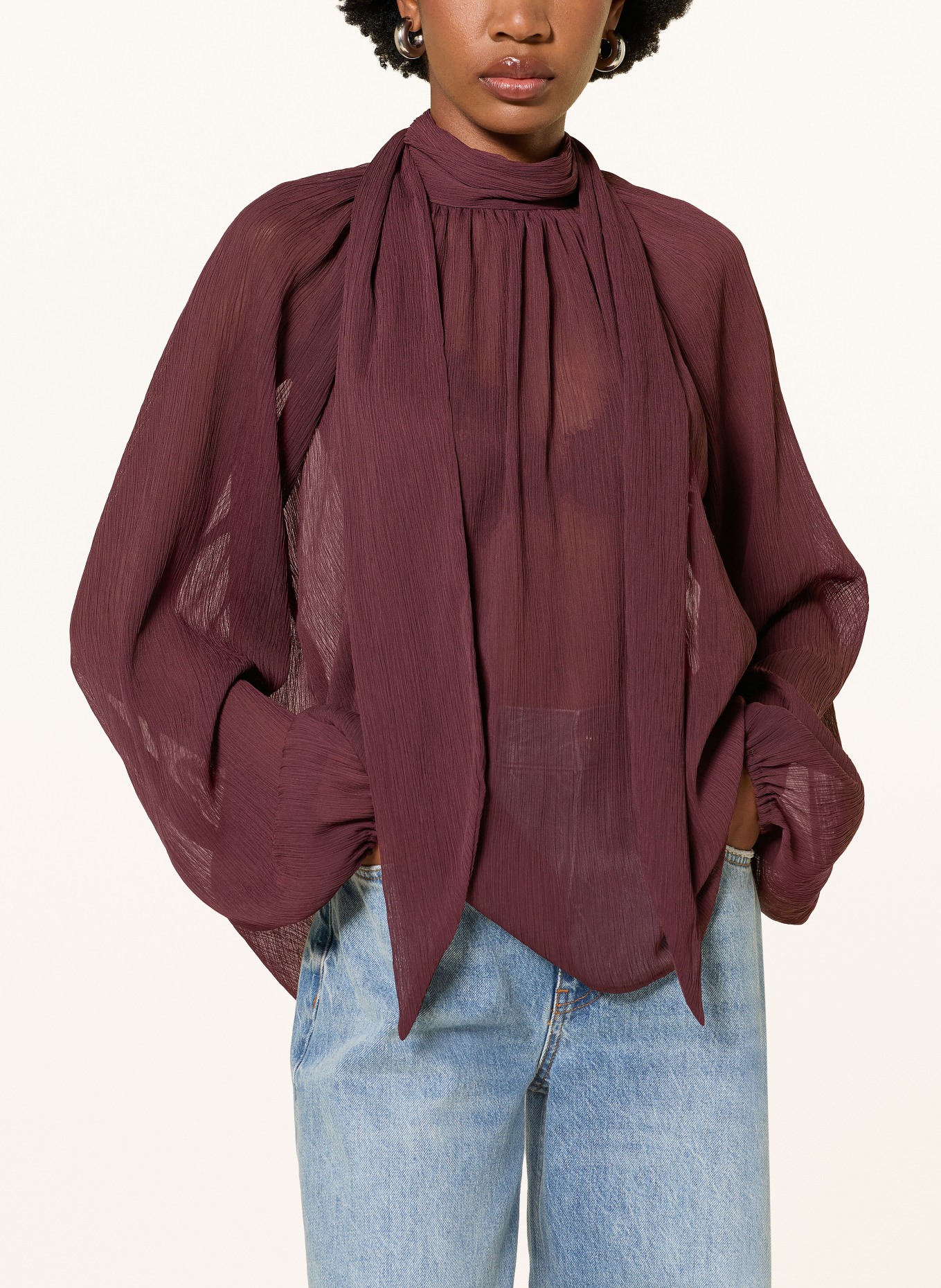 MRS & HUGS Bow-tie blouse: DARK RED