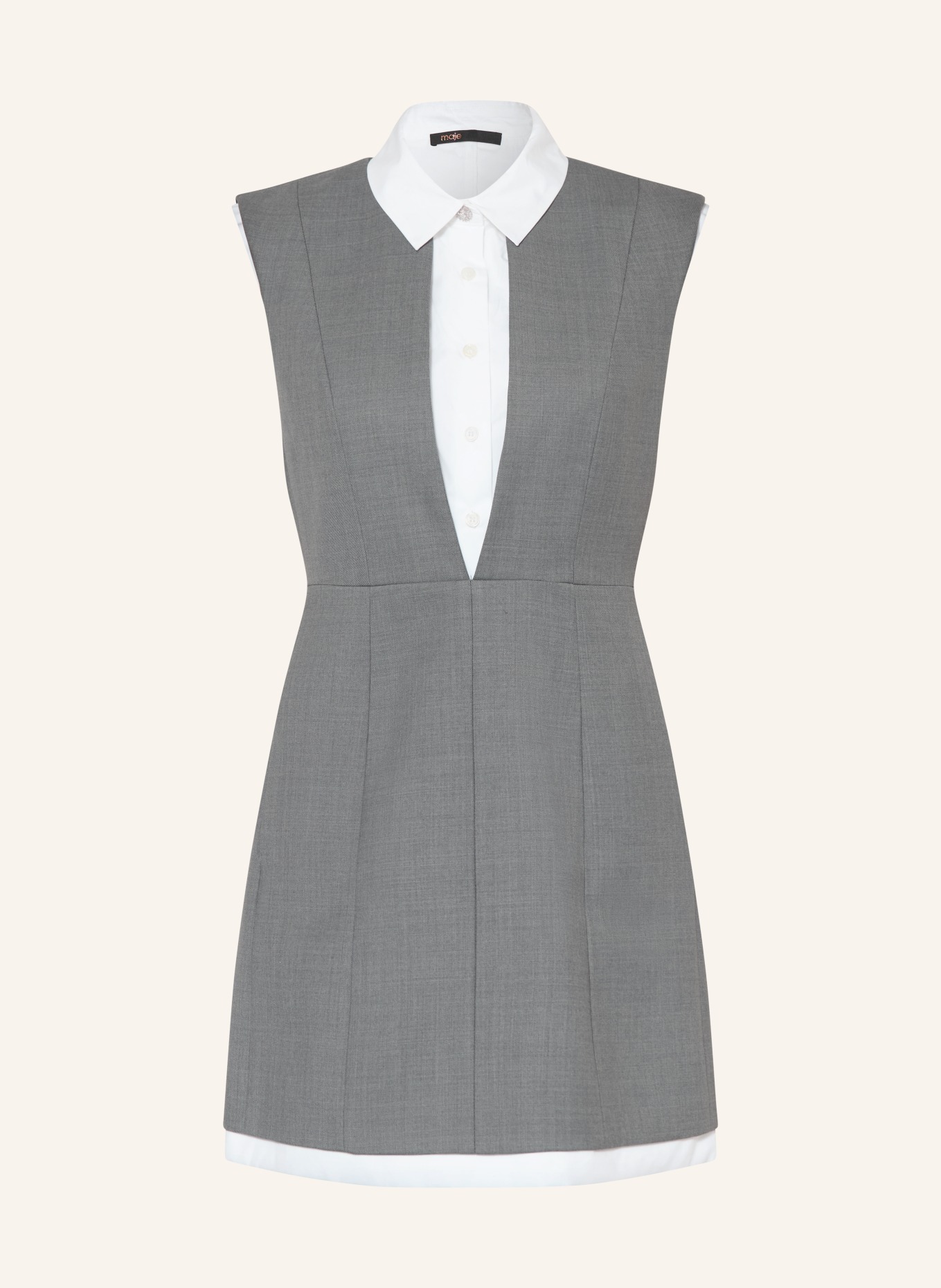 maje Kleid im Materialmix: GRAU / WEISS