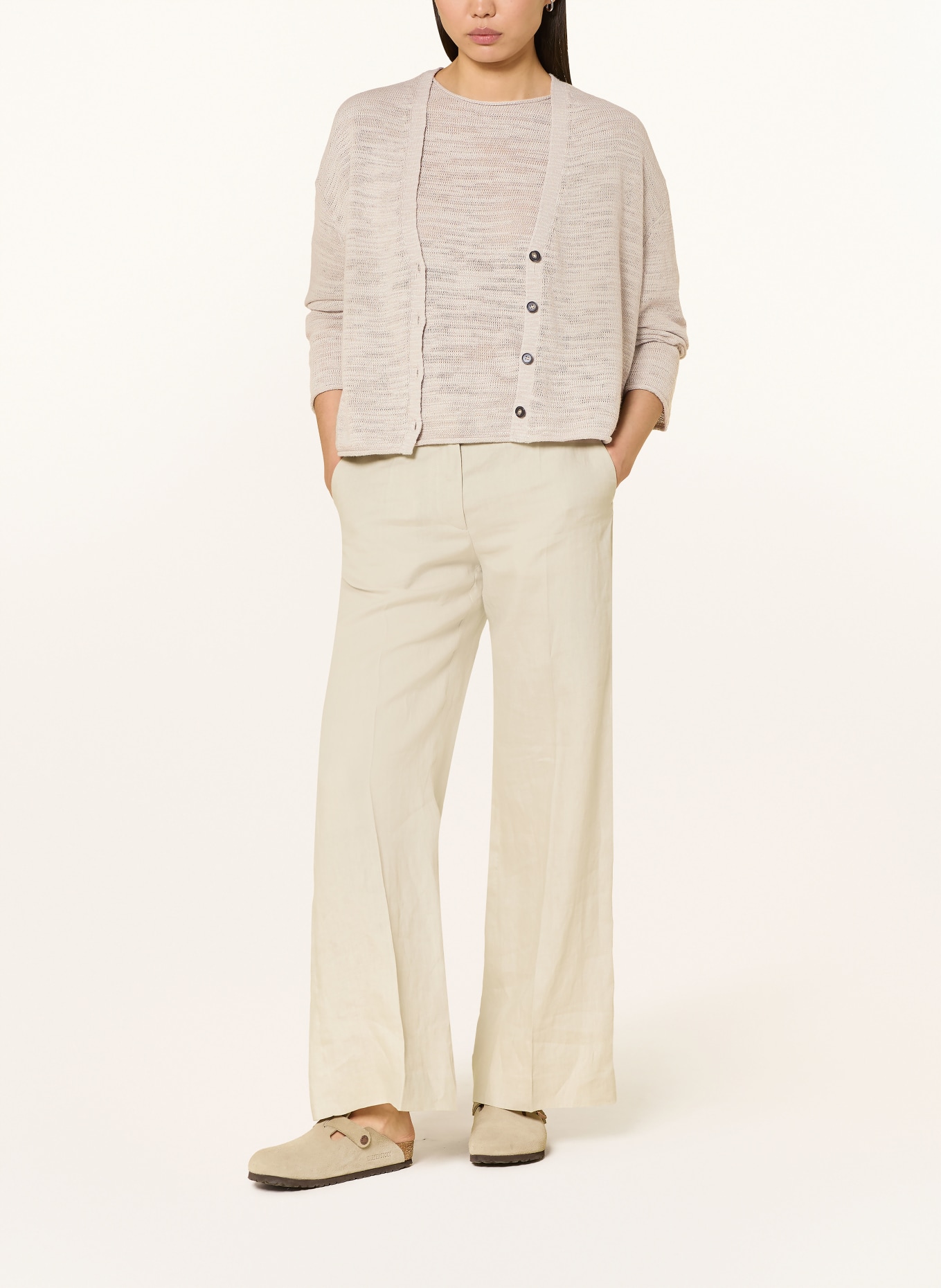 Marc O'Polo Strickshirt mit Leinen: HELLBRAUN