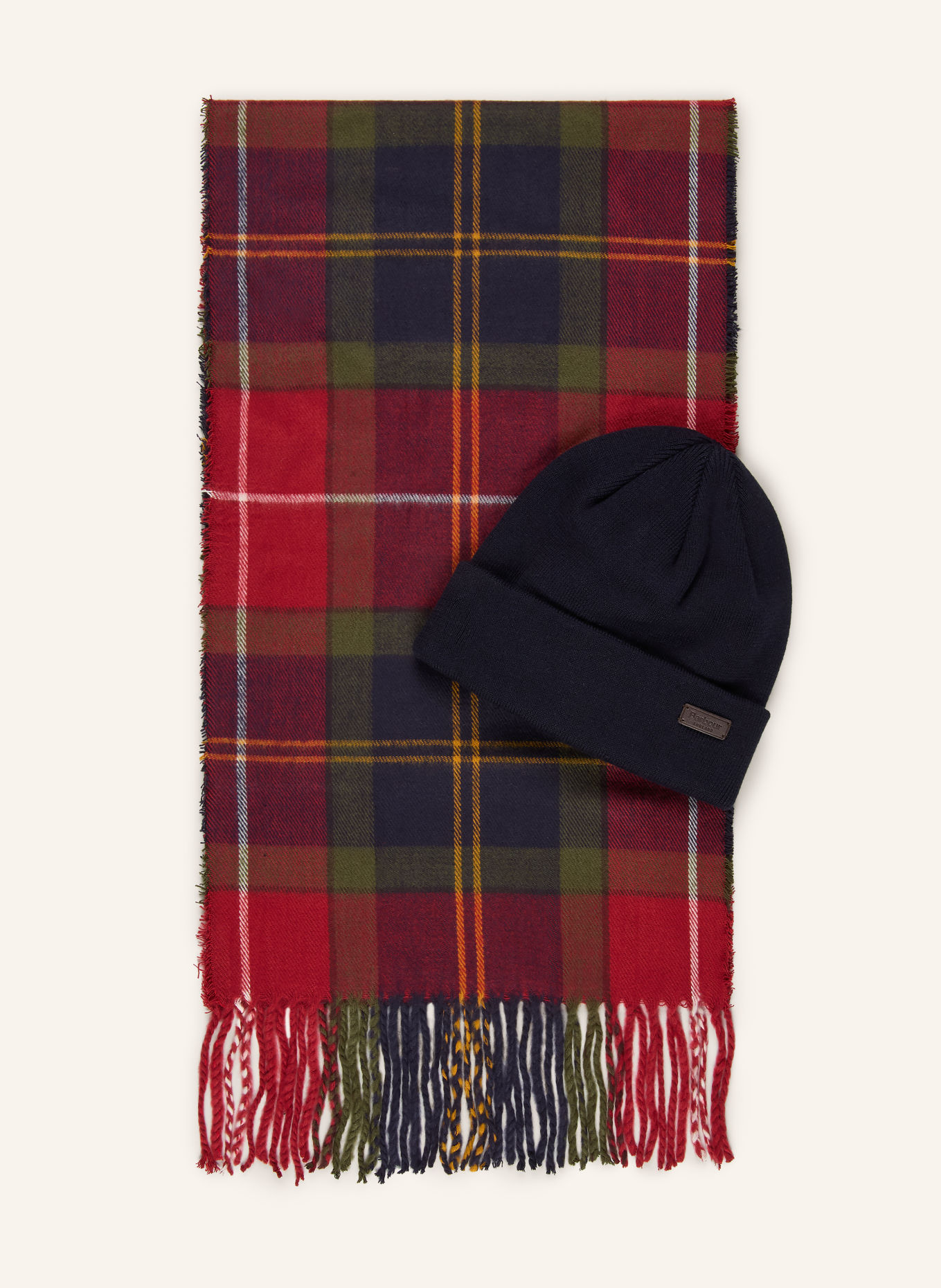 Barbour Sada: šála a čepice: ČERVENÁ / ZELENÁ / ČERNÁ