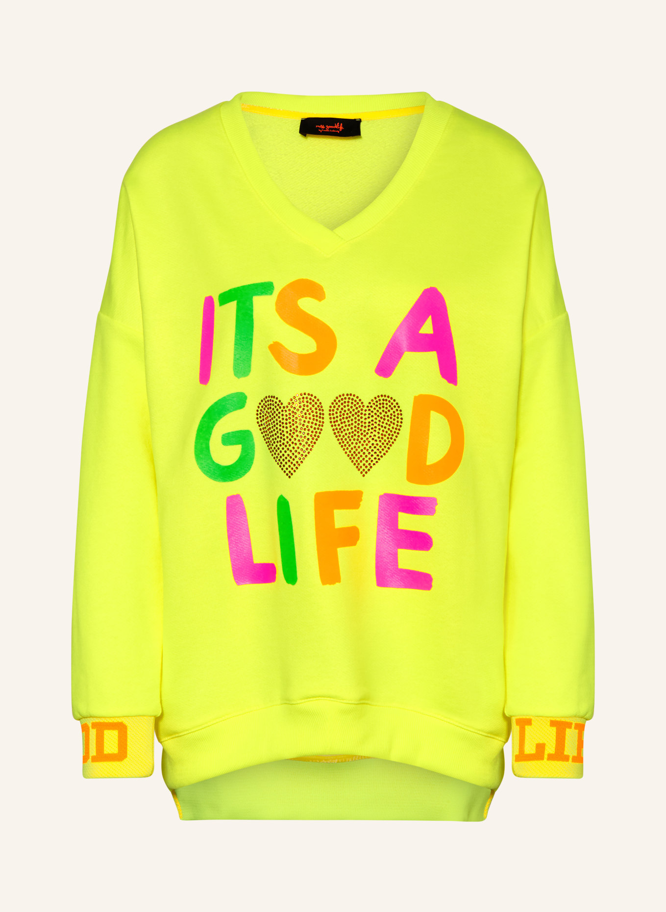 miss goodlife Sweatshirt mit Schmucksteinen: NEONGELB / NEONPINK / NEONORANGE
