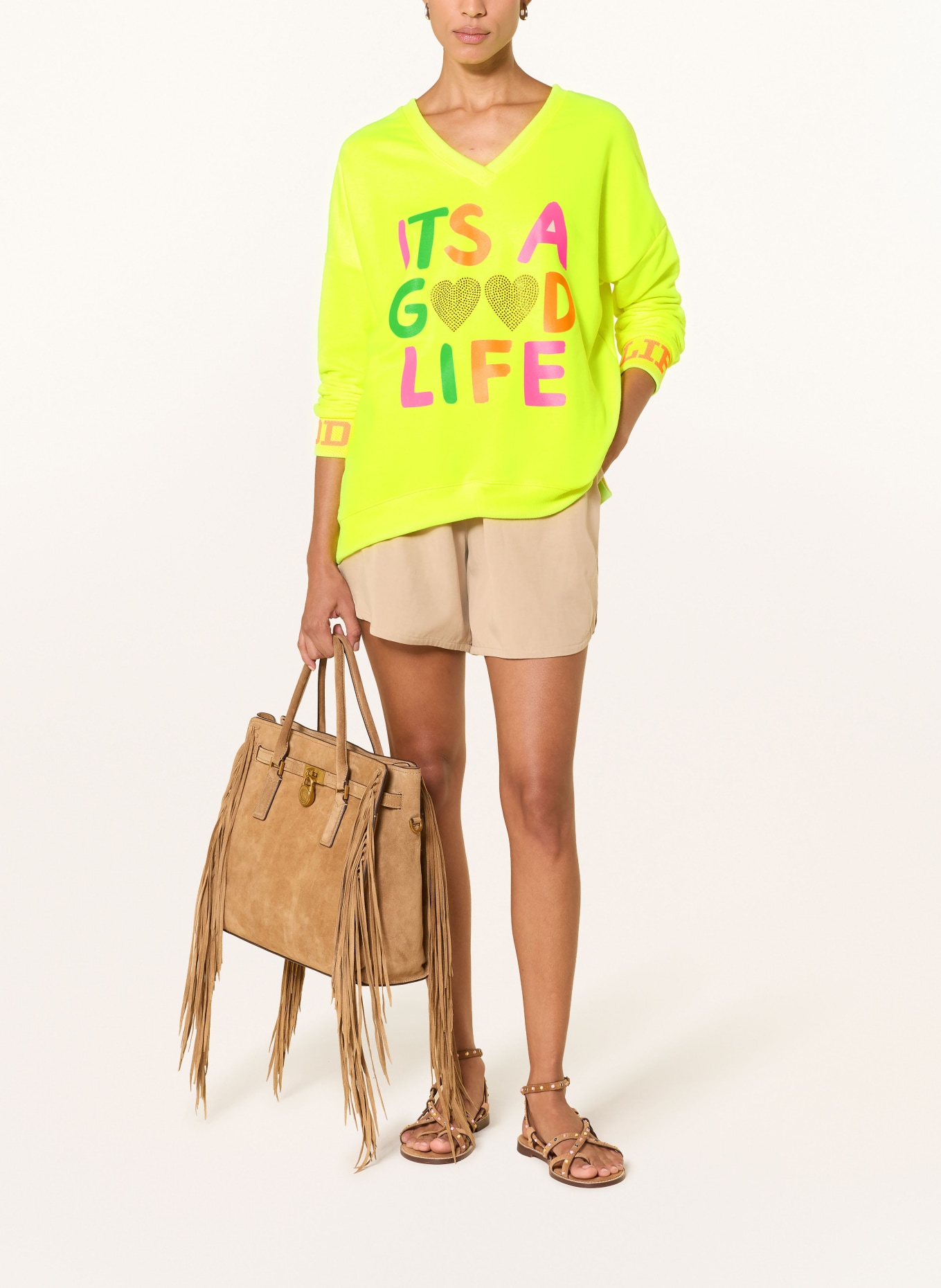 miss goodlife Sweatshirt mit Schmucksteinen: NEONGELB / NEONPINK / NEONORANGE