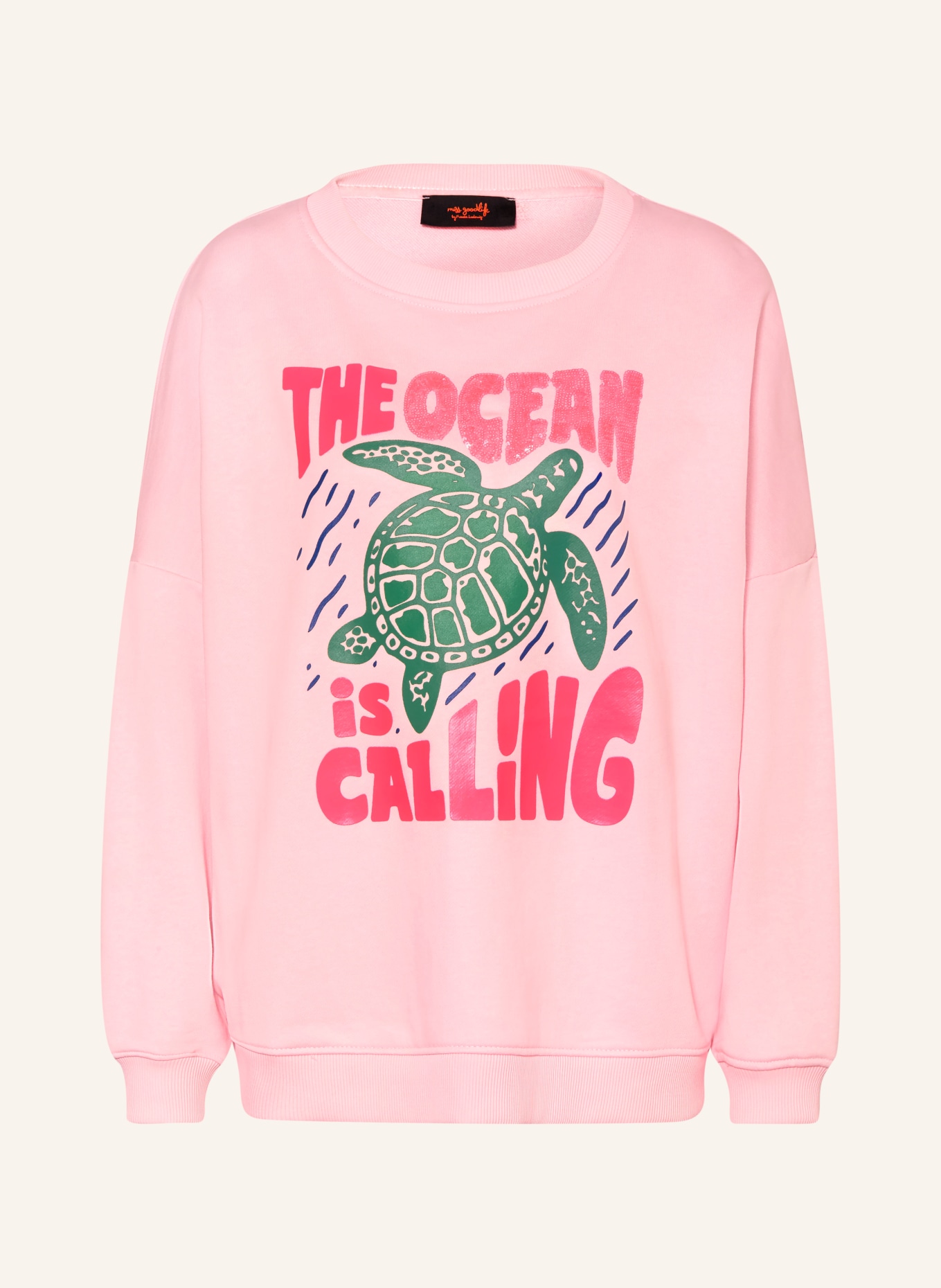 miss goodlife Sweatshirt mit Pailletten: HELLROSA / NEONROSA / GRÜN