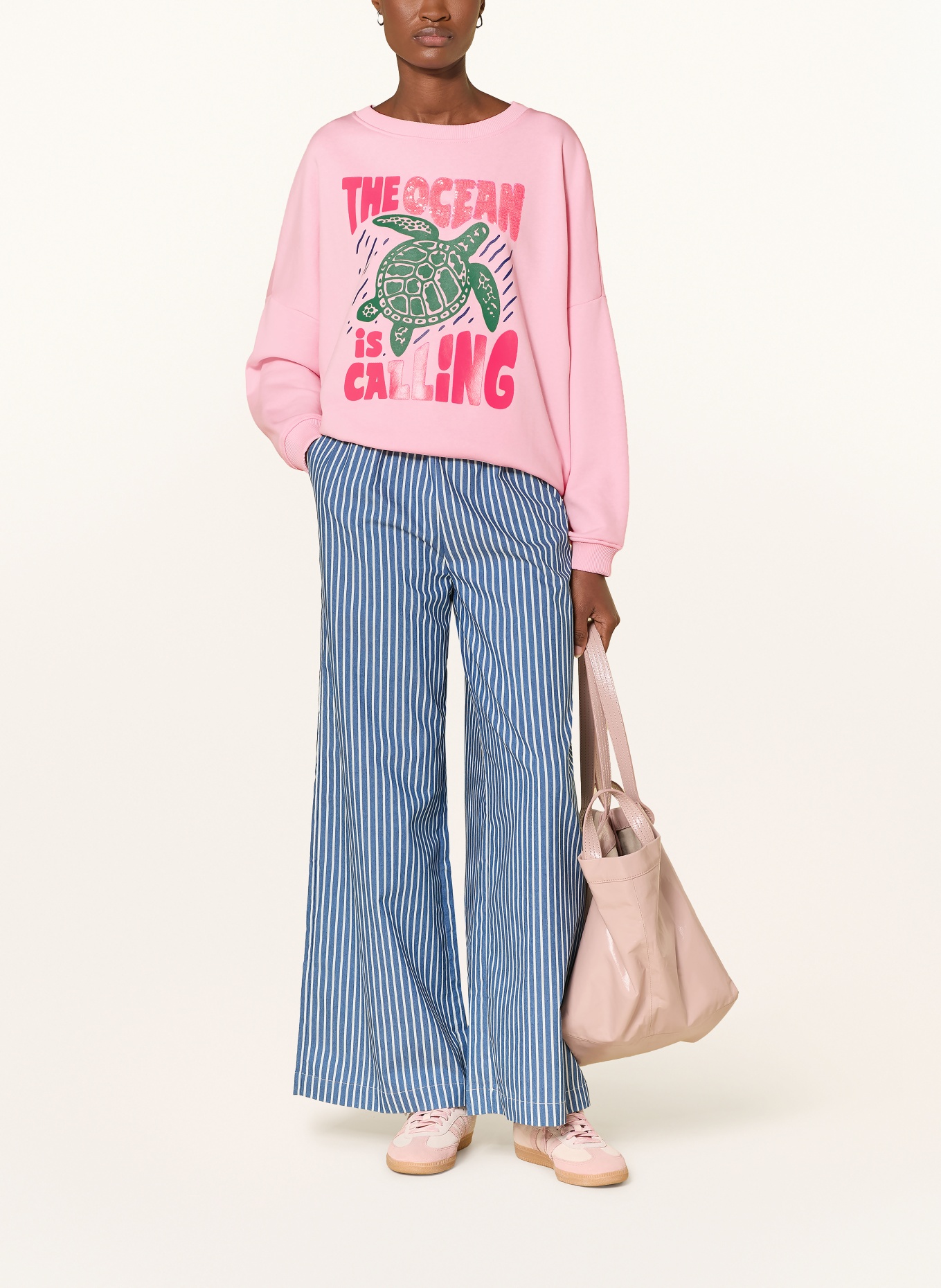 miss goodlife Sweatshirt mit Pailletten: HELLROSA / NEONROSA / GRÜN