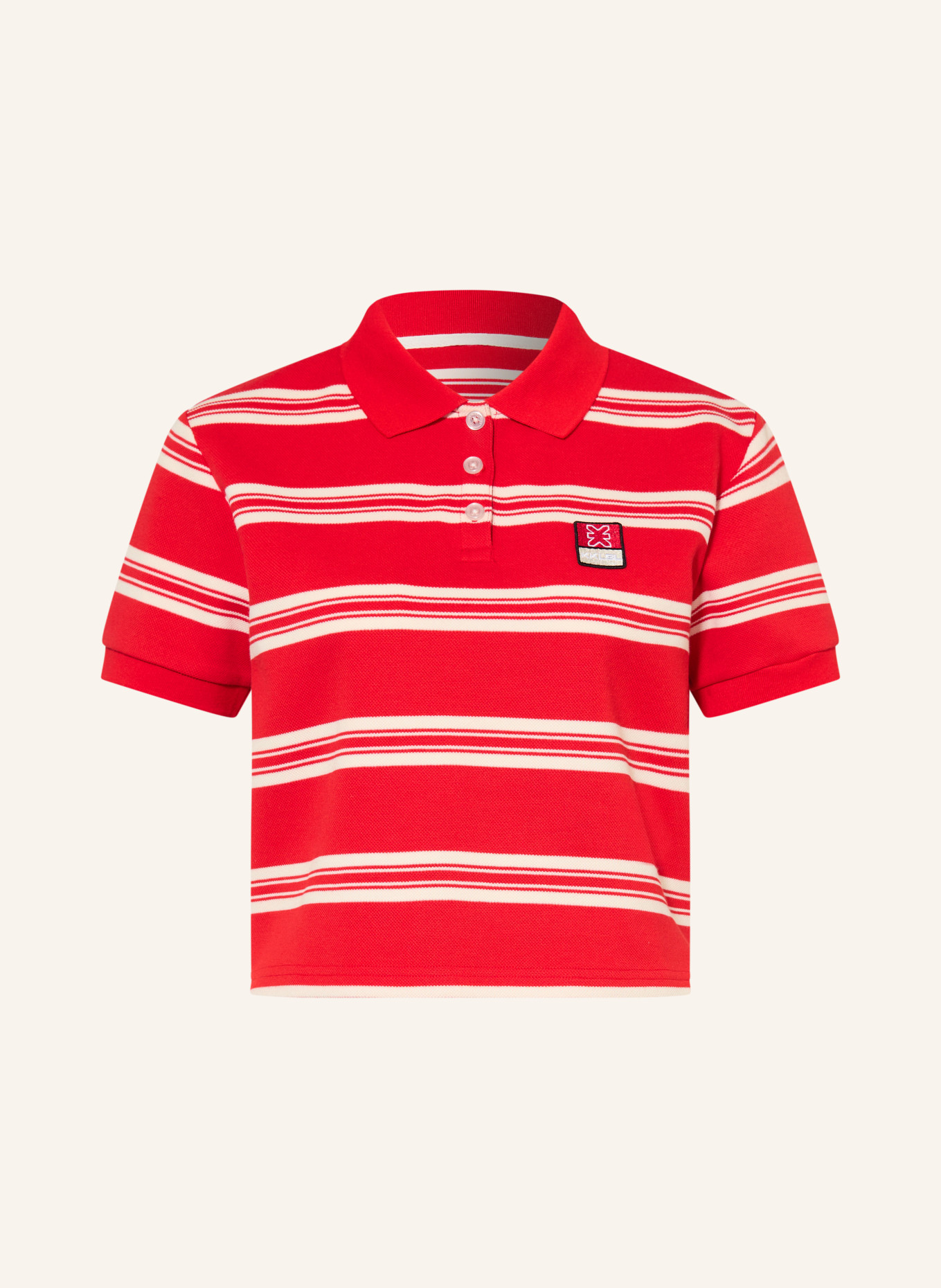 KARO KAUER Piqué-Poloshirt: ROT / CREME