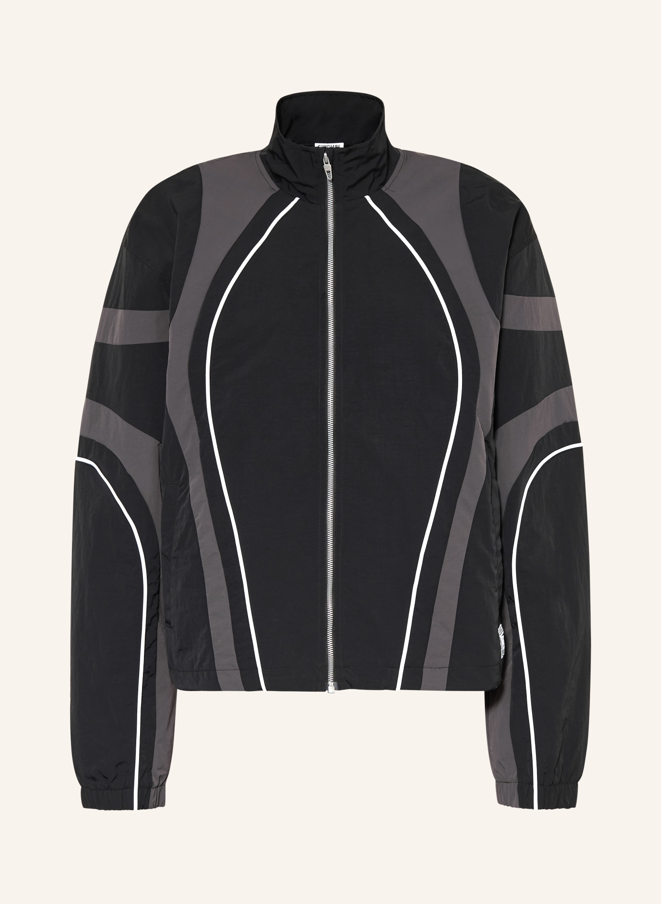 GYMSHARK Trainingsjacke: SCHWARZ / DUNKELGRAU / WEISS