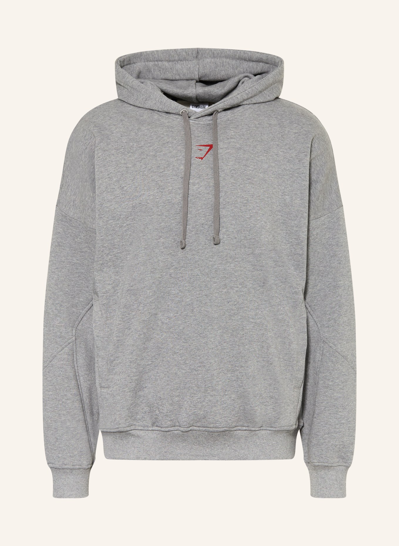 GYMSHARK Oversized-Hoodie POWER ORIGINALS: GRAU / DUNKELROT