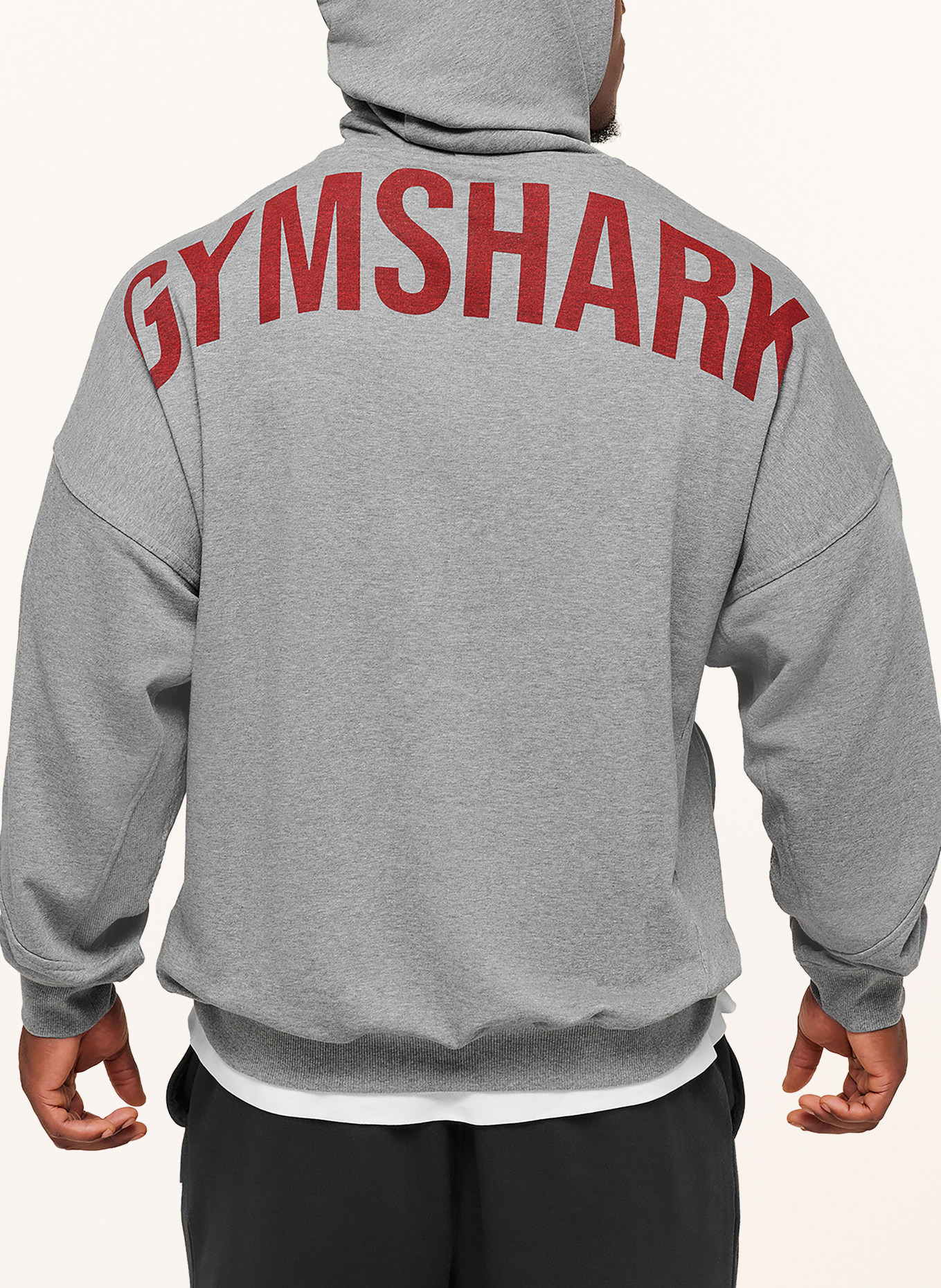 GYMSHARK Oversized-Hoodie POWER ORIGINALS: GRAU / DUNKELROT