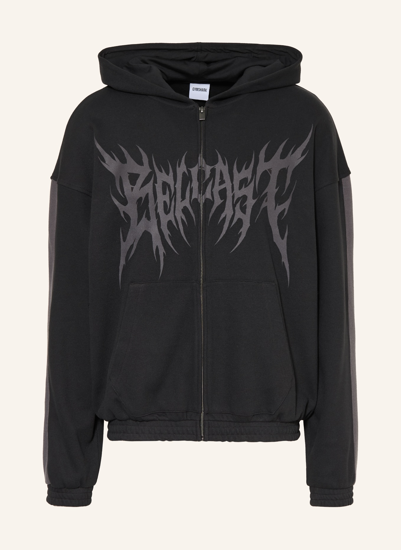 GYMSHARK Oversized-Sweatjacke: SCHWARZ / DUNKELGRAU