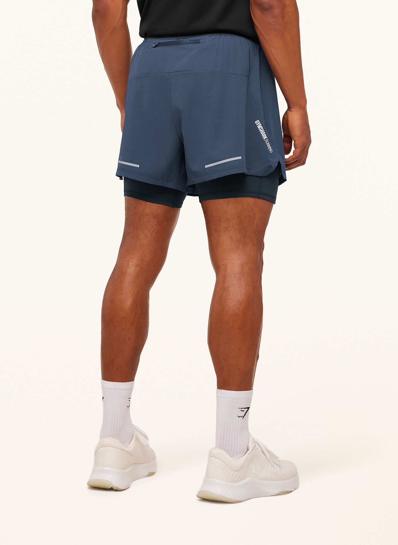 GYMSHARK 2-in-1-Laufshorts BETTER LEVEL: BLAU / WEISS