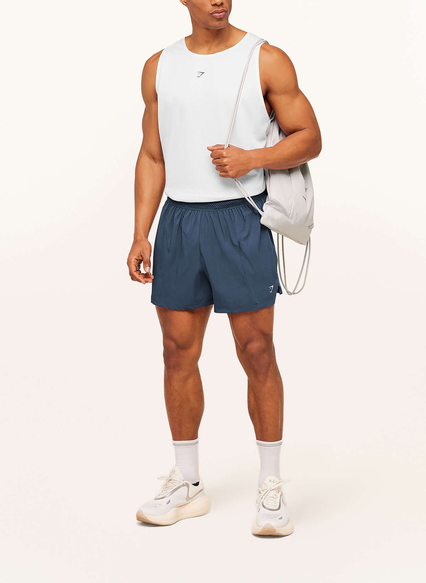 GYMSHARK Short de course 2 en 1 BETTER LEVEL: BLEU / BLANC