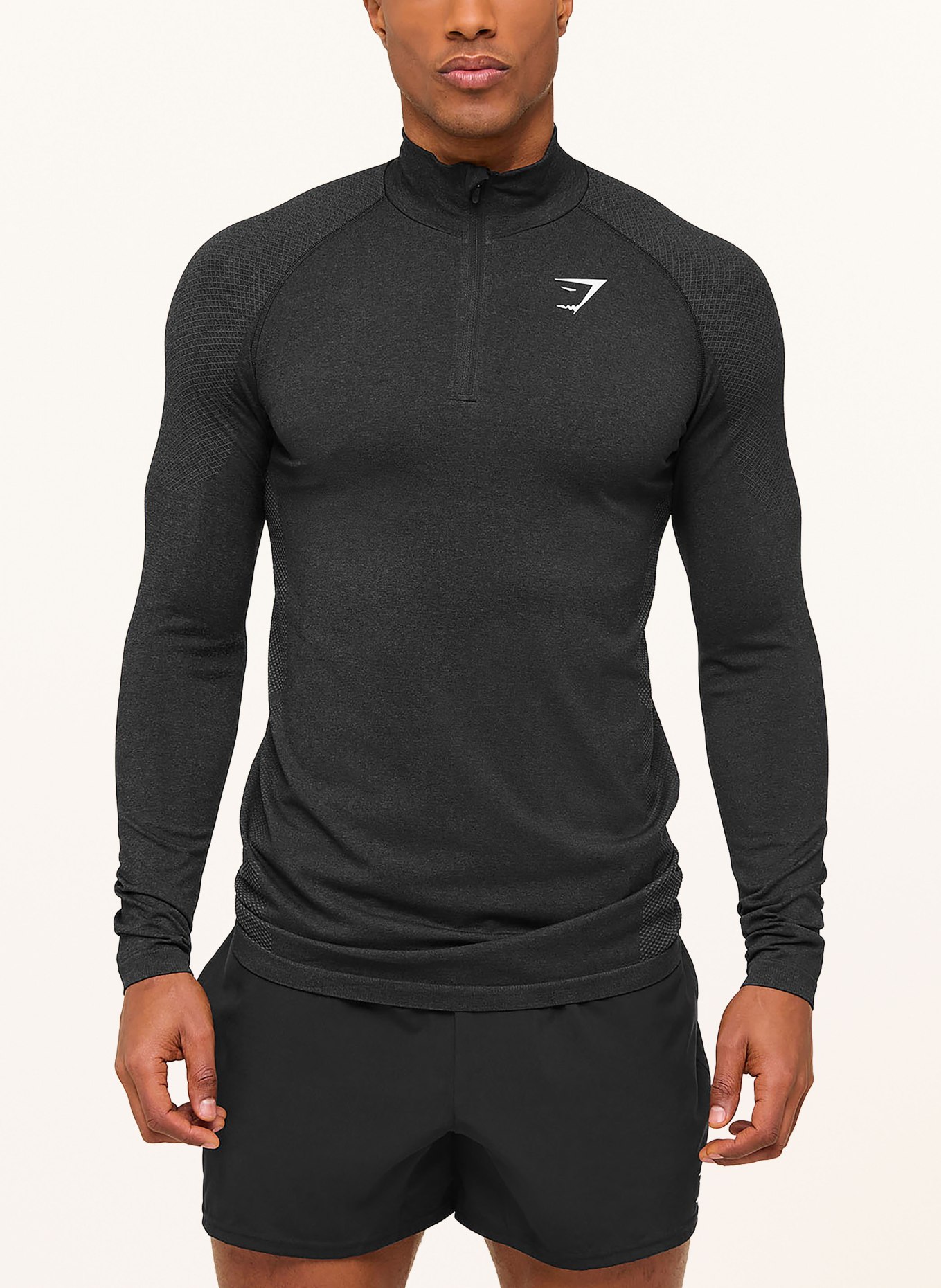 GYMSHARK Longsleeve VITAL SEAMLESS: SCHWARZ / WEISS