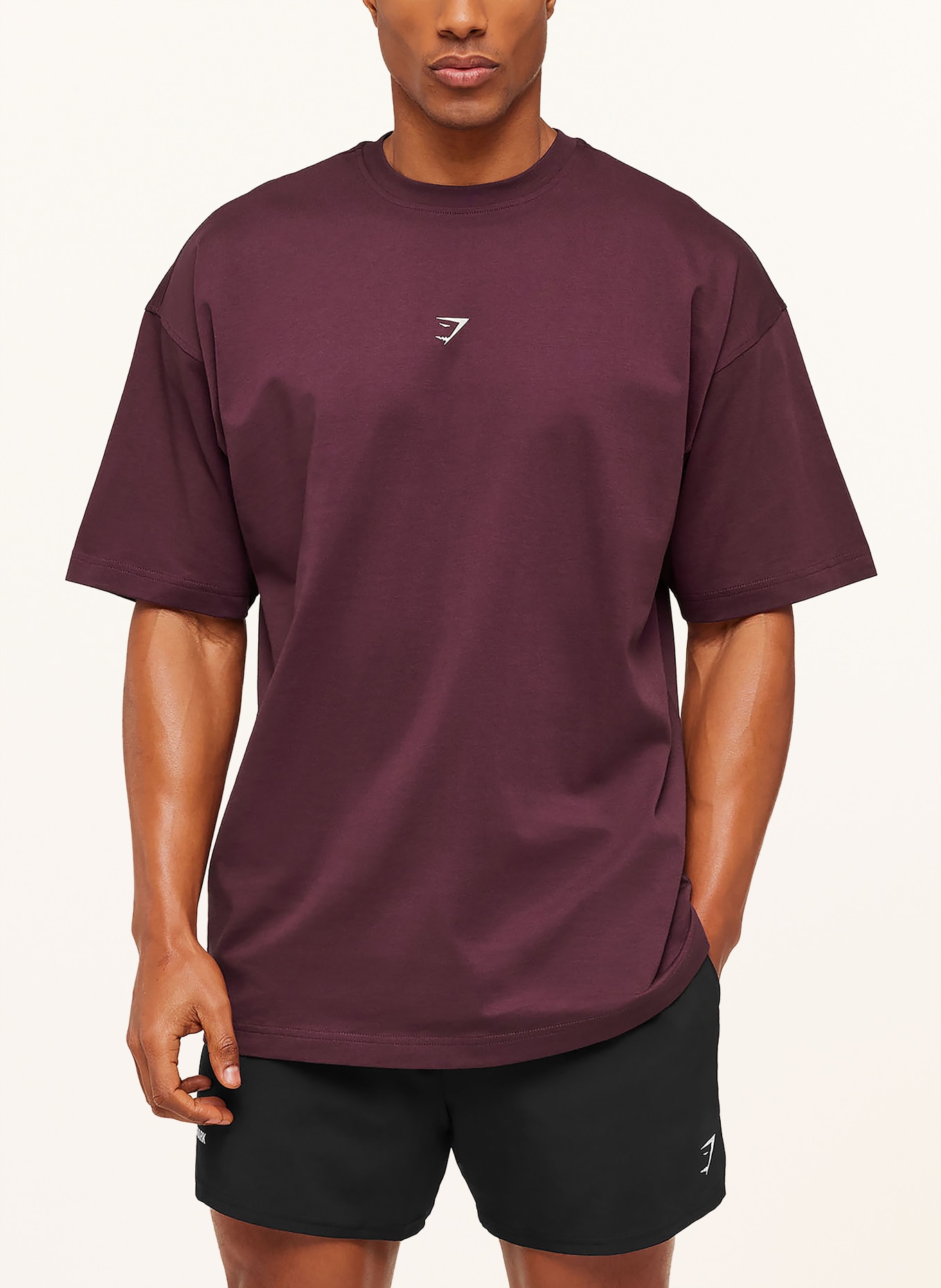 GYMSHARK T-Shirt GFX ATLAS: DUNKELROT / WEISS