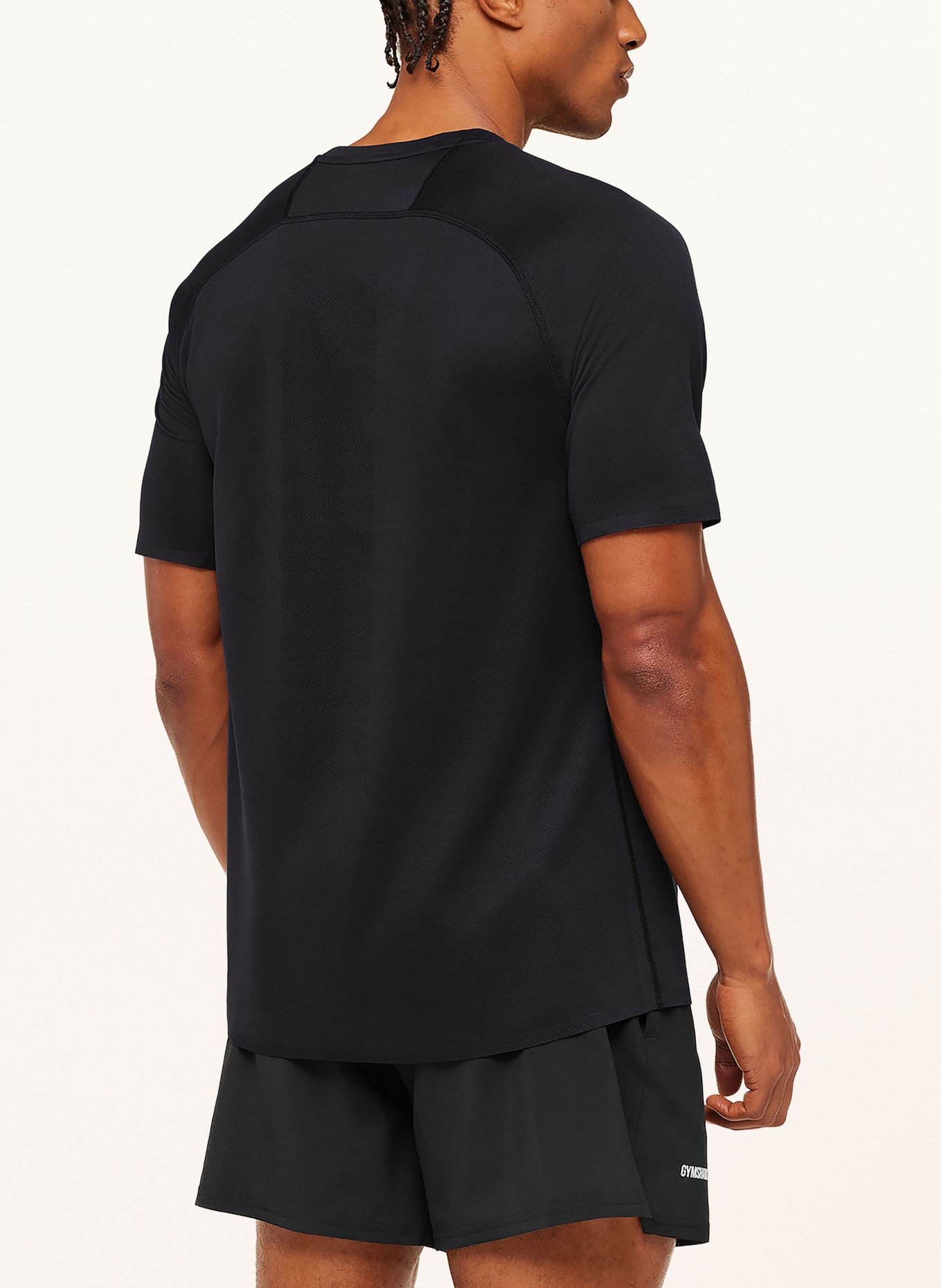 GYMSHARK Laufshirt HYBRID: SCHWARZ