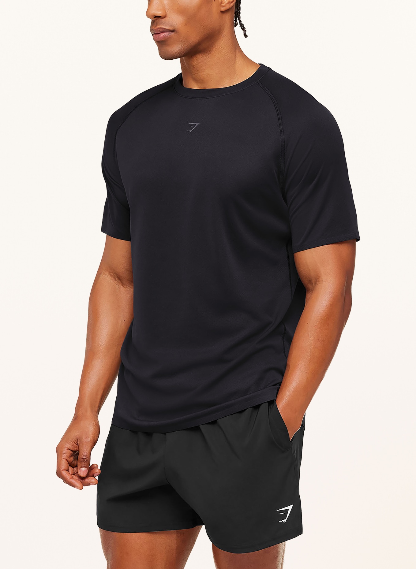 GYMSHARK Laufshirt HYBRID: SCHWARZ