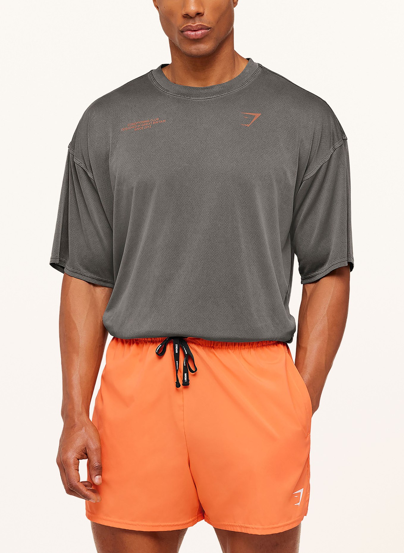 GYMSHARK T-Shirt CONDITIONING CLUB aus Mesh: GRAU