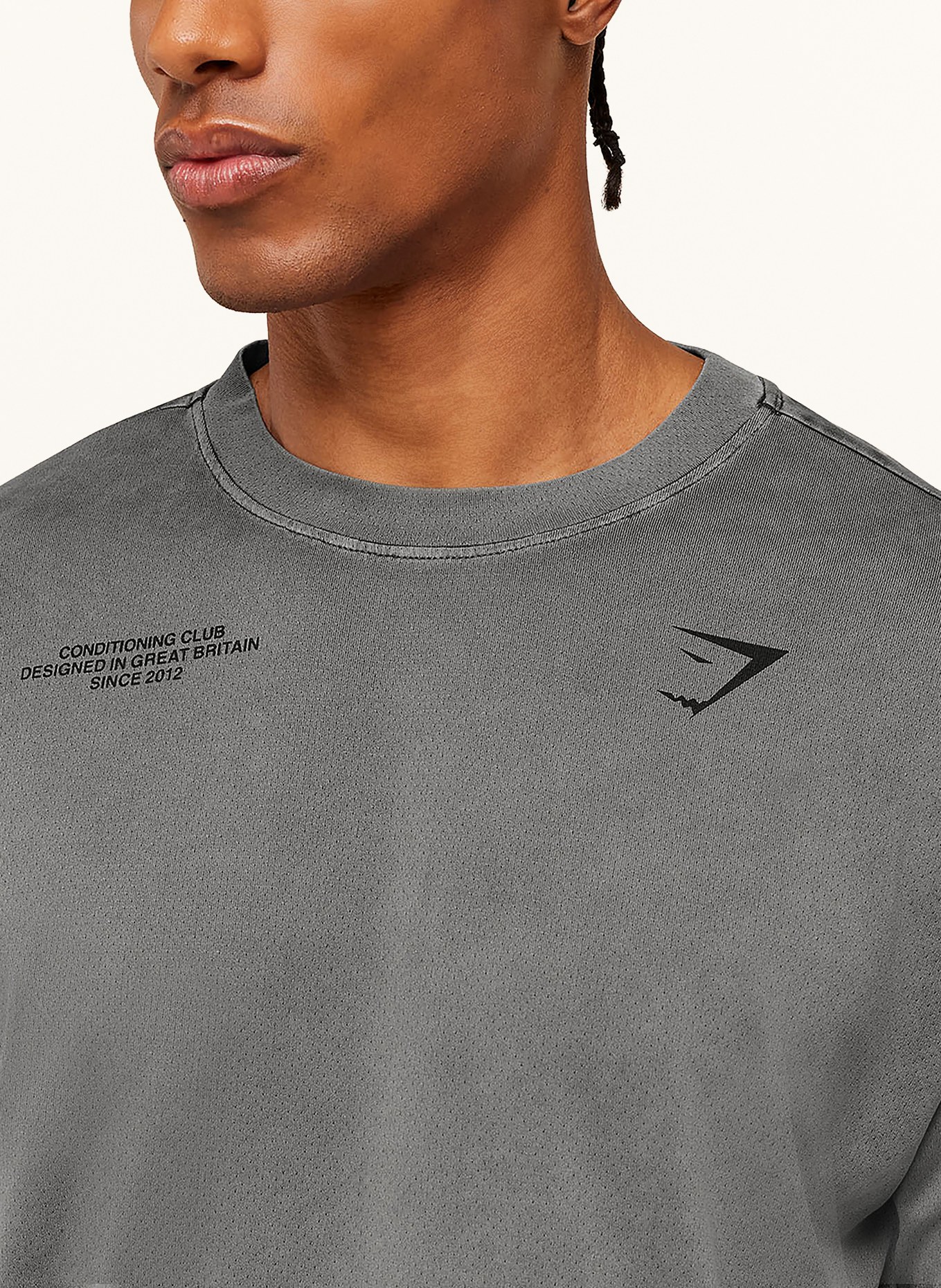 GYMSHARK T-Shirt CONDITIONING CLUB aus Mesh: DUNKELGRAU / SCHWARZ
