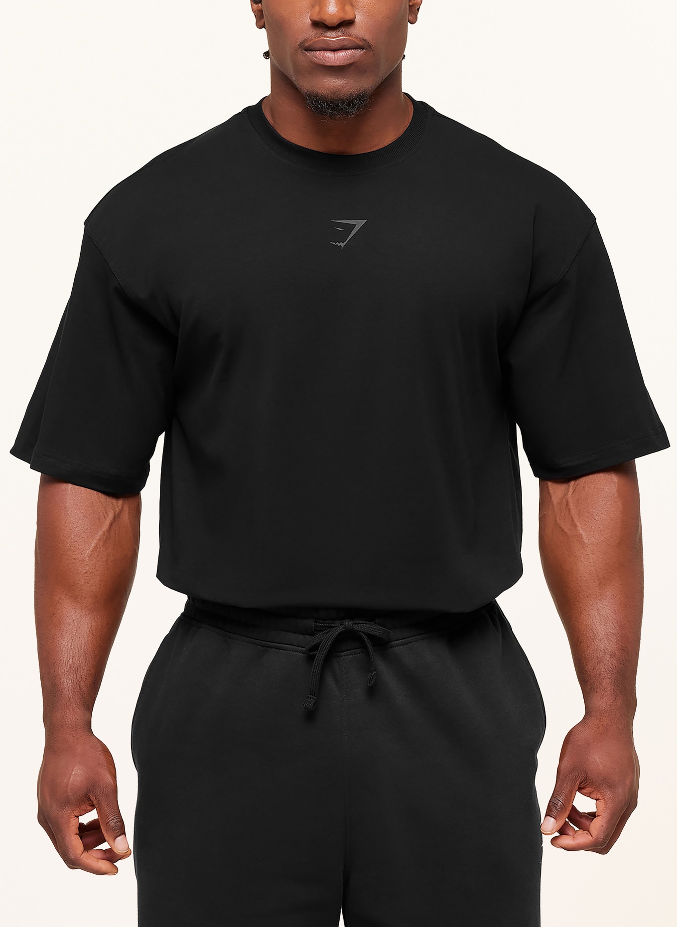 GYMSHARK Oversized-Shirt POWER: SCHWARZ / DUNKELGRAU