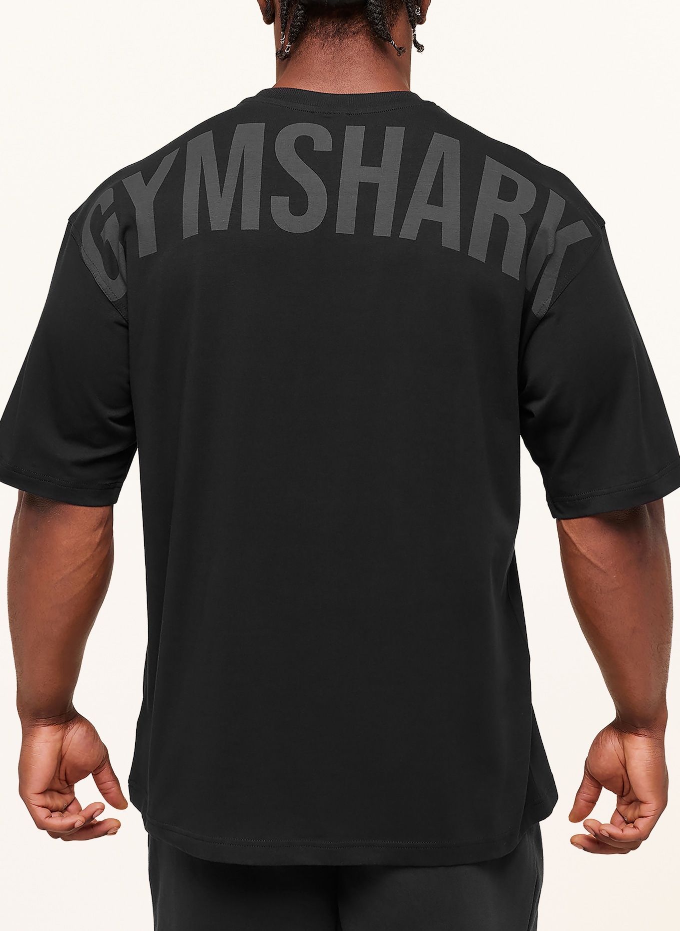 GYMSHARK Oversized-Shirt POWER: SCHWARZ / DUNKELGRAU