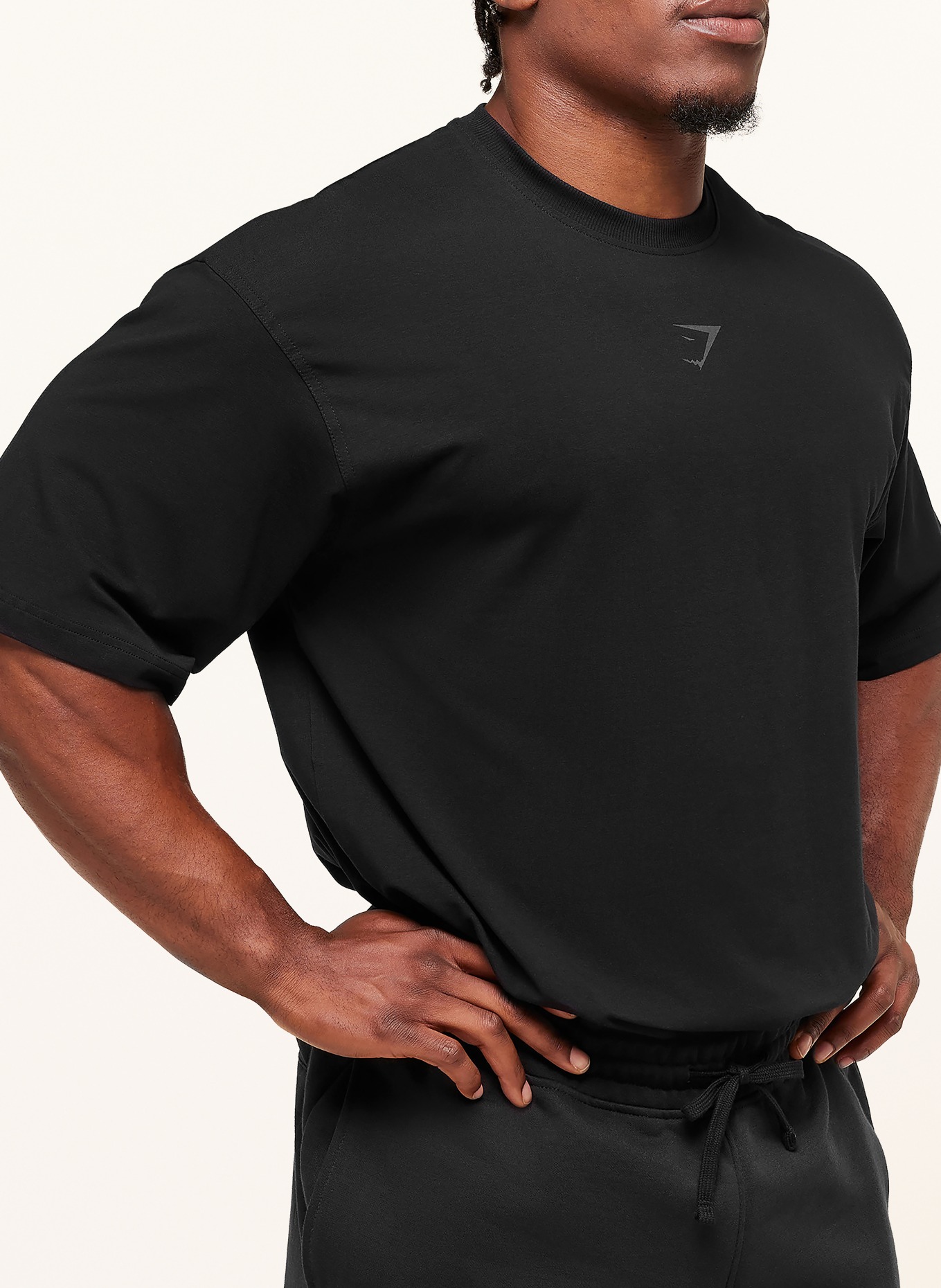 GYMSHARK Oversized-Shirt POWER: SCHWARZ / DUNKELGRAU