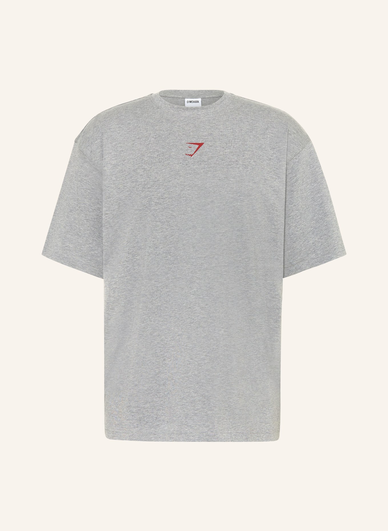 GYMSHARK Oversized-Shirt POWER: GRAU / DUNKELROT