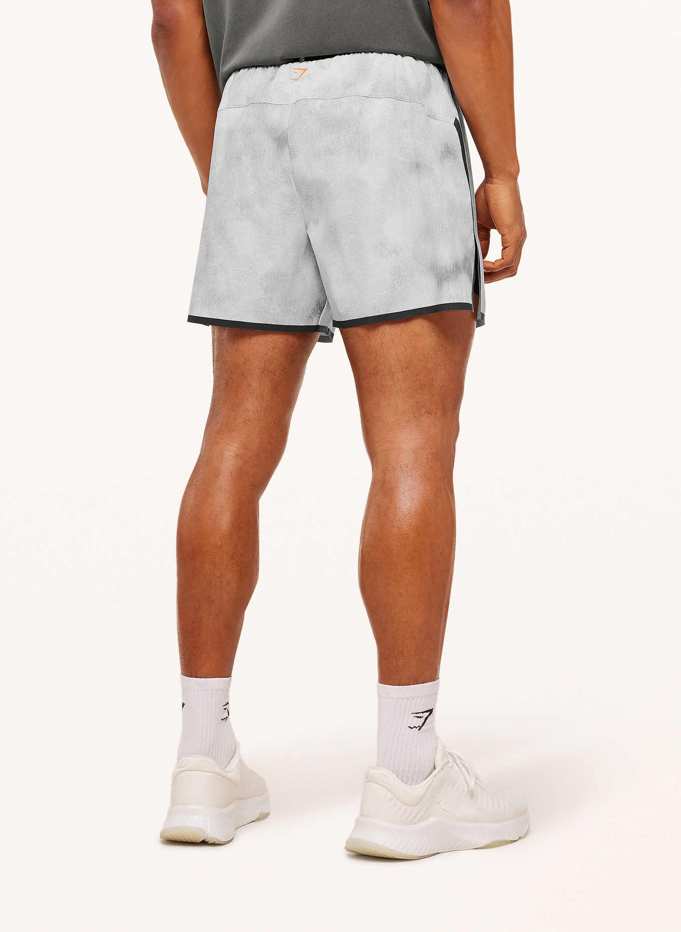 GYMSHARK 2-in-1-Trainingsshorts HYBRID 5": GRAU / ORANGE / SCHWARZ