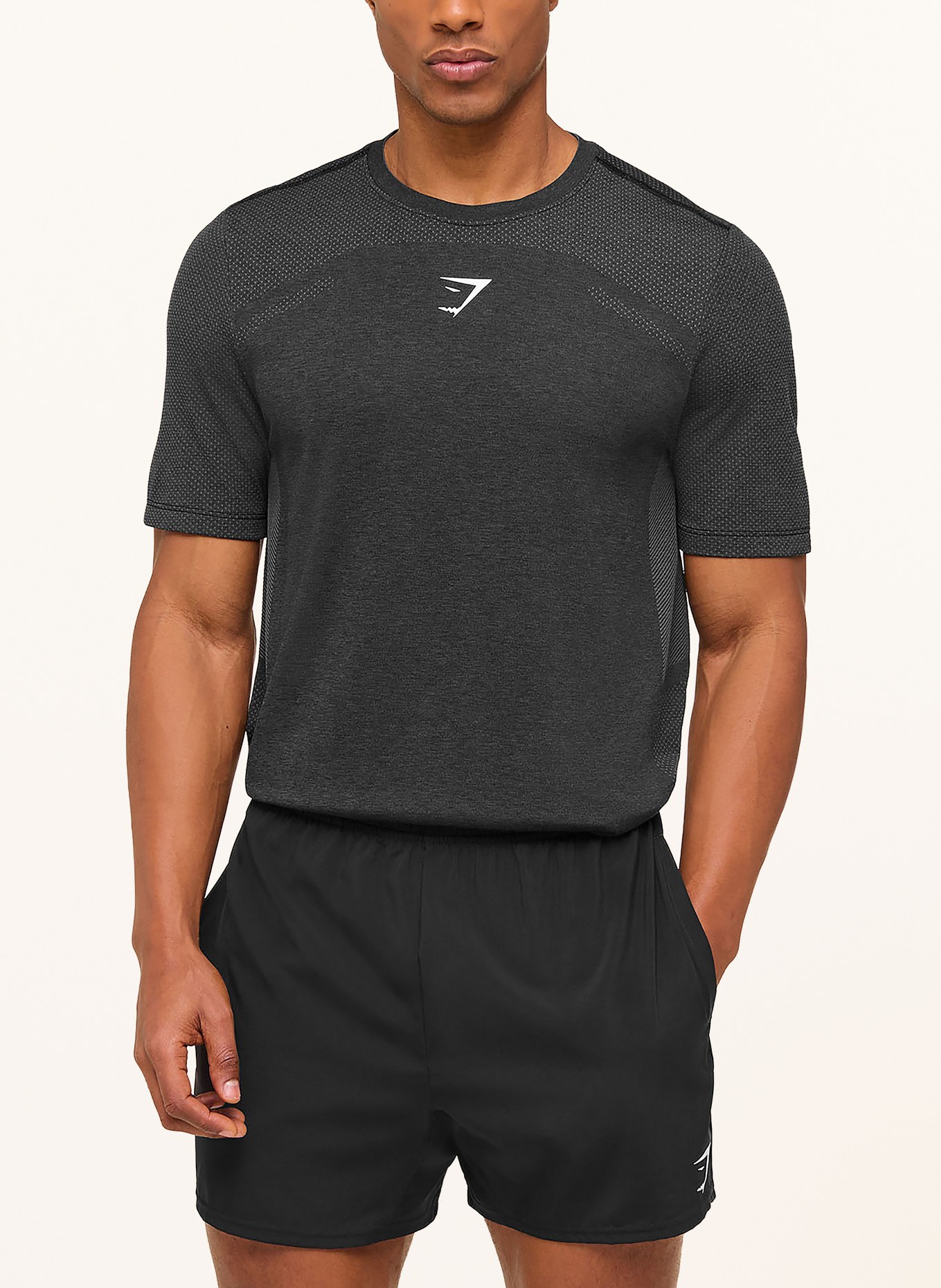 GYMSHARK T-Shirt LIGHTWEIGHT REG SEAMLESS: SCHWARZ / GRAU / WEISS
