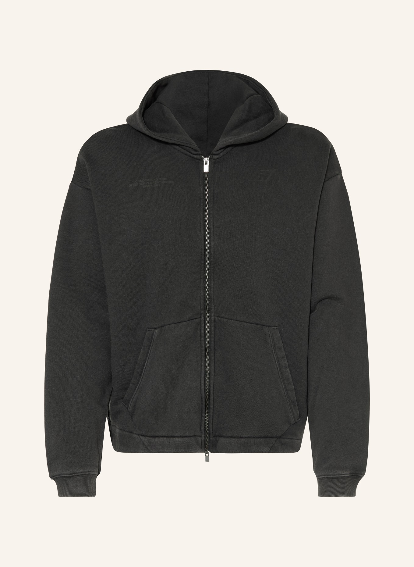 GYMSHARK Sweatjacke CONDITIONING CLUB WASHED: SCHWARZ