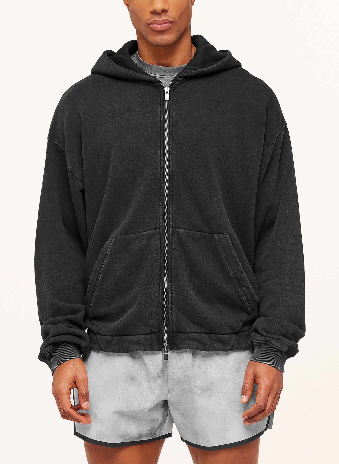 GYMSHARK Sweatjacke CONDITIONING CLUB WASHED: SCHWARZ