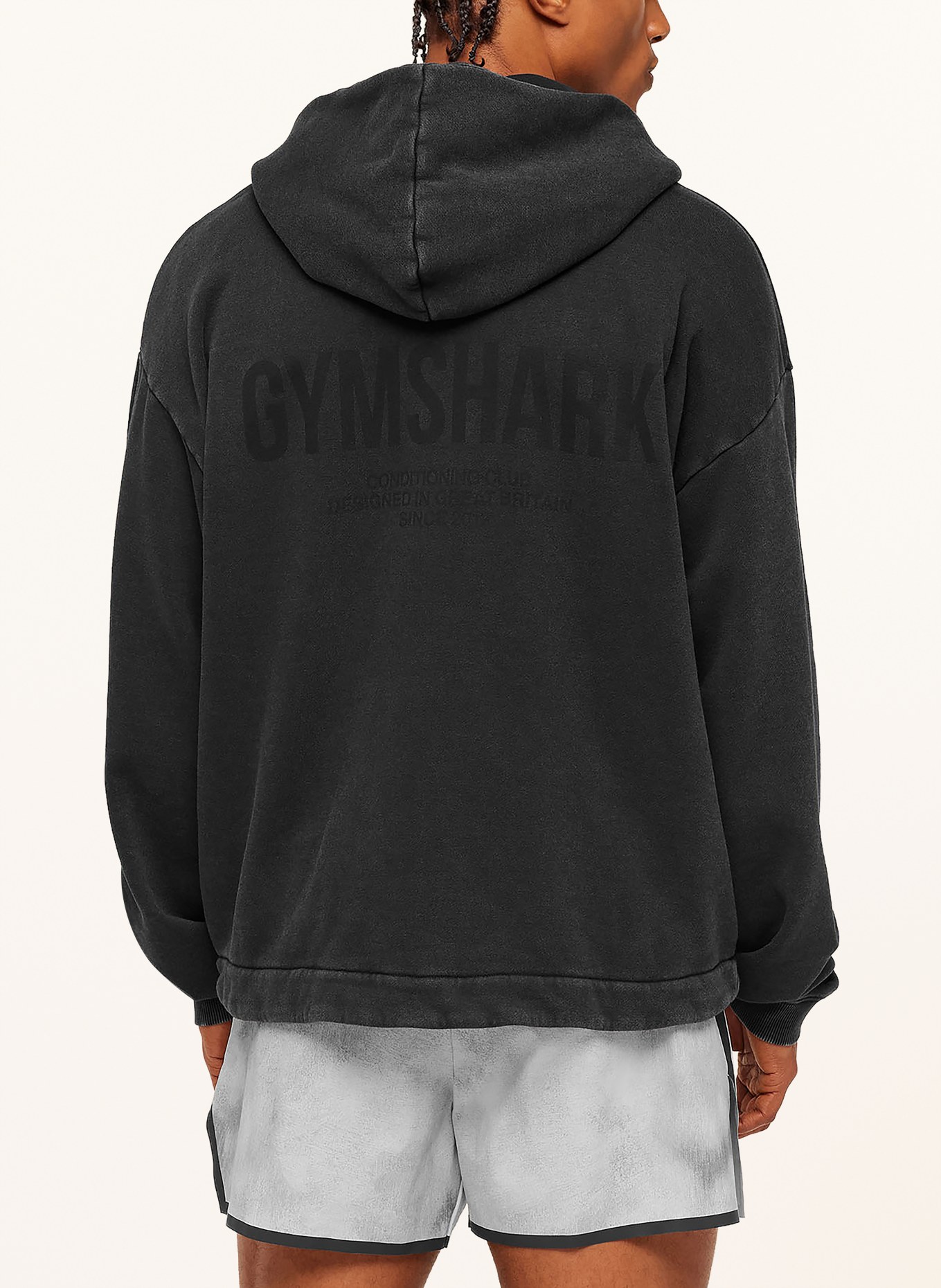 GYMSHARK Sweatjacke CONDITIONING CLUB WASHED: SCHWARZ