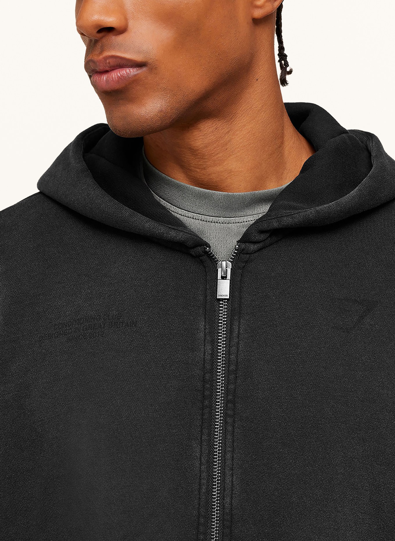 GYMSHARK Sweatjacke CONDITIONING CLUB WASHED: SCHWARZ