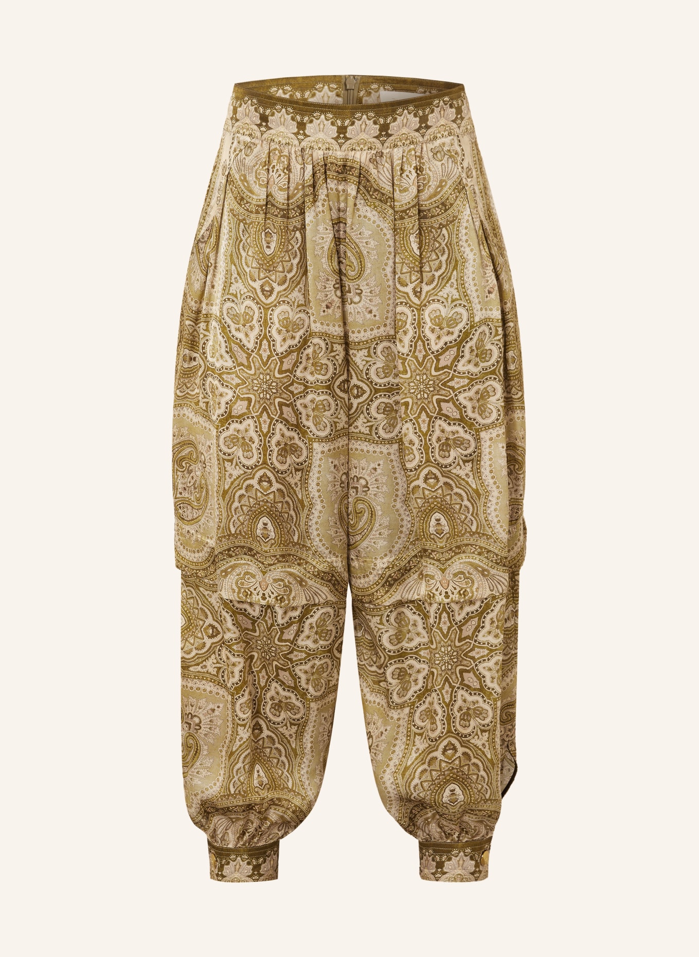 ZIMMERMANN Seidenhose LUNA: OLIV / HELLBRAUN / HELLGRÜN