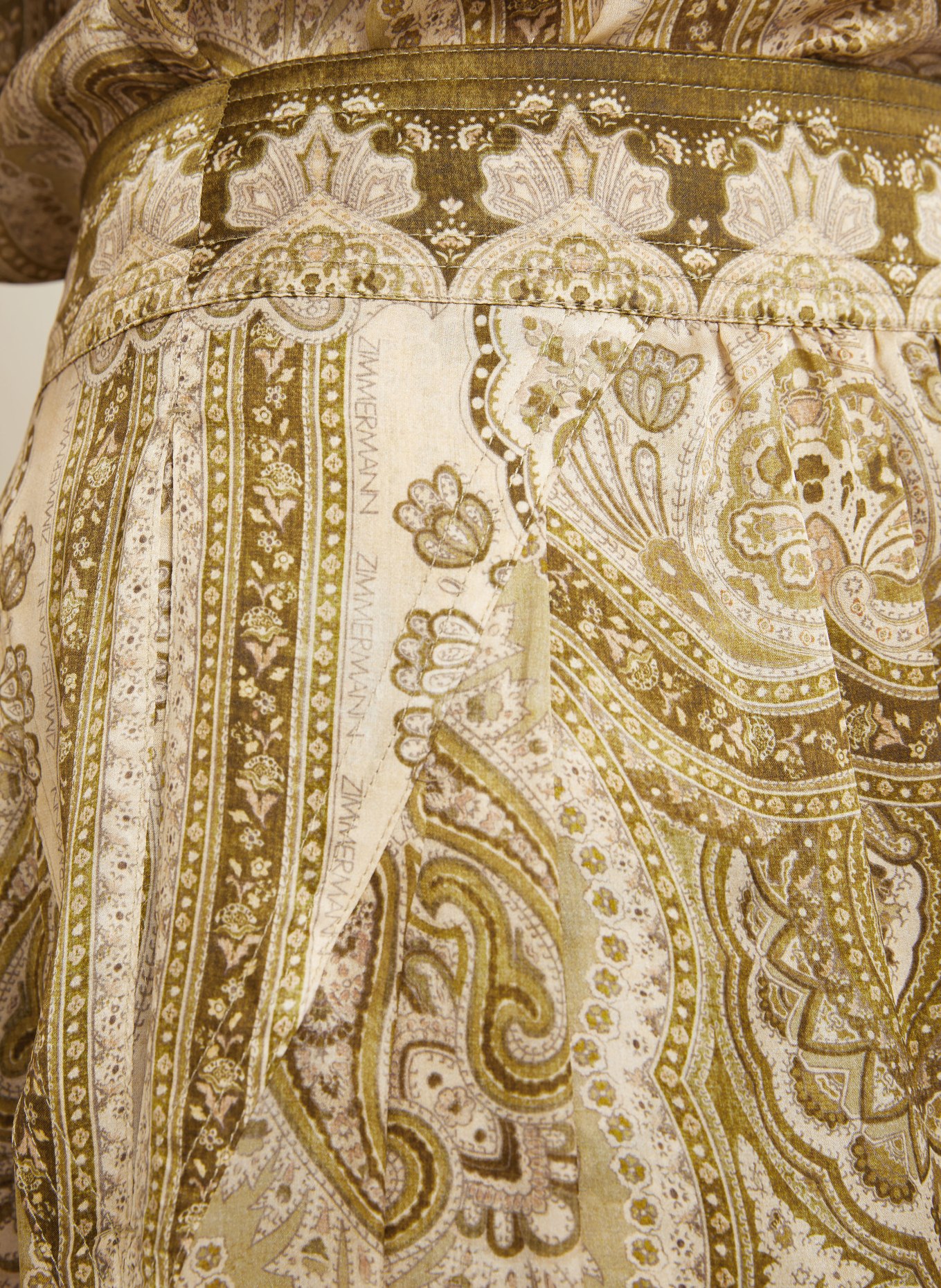 ZIMMERMANN Seidenhose LUNA: OLIV / HELLBRAUN / HELLGRÜN
