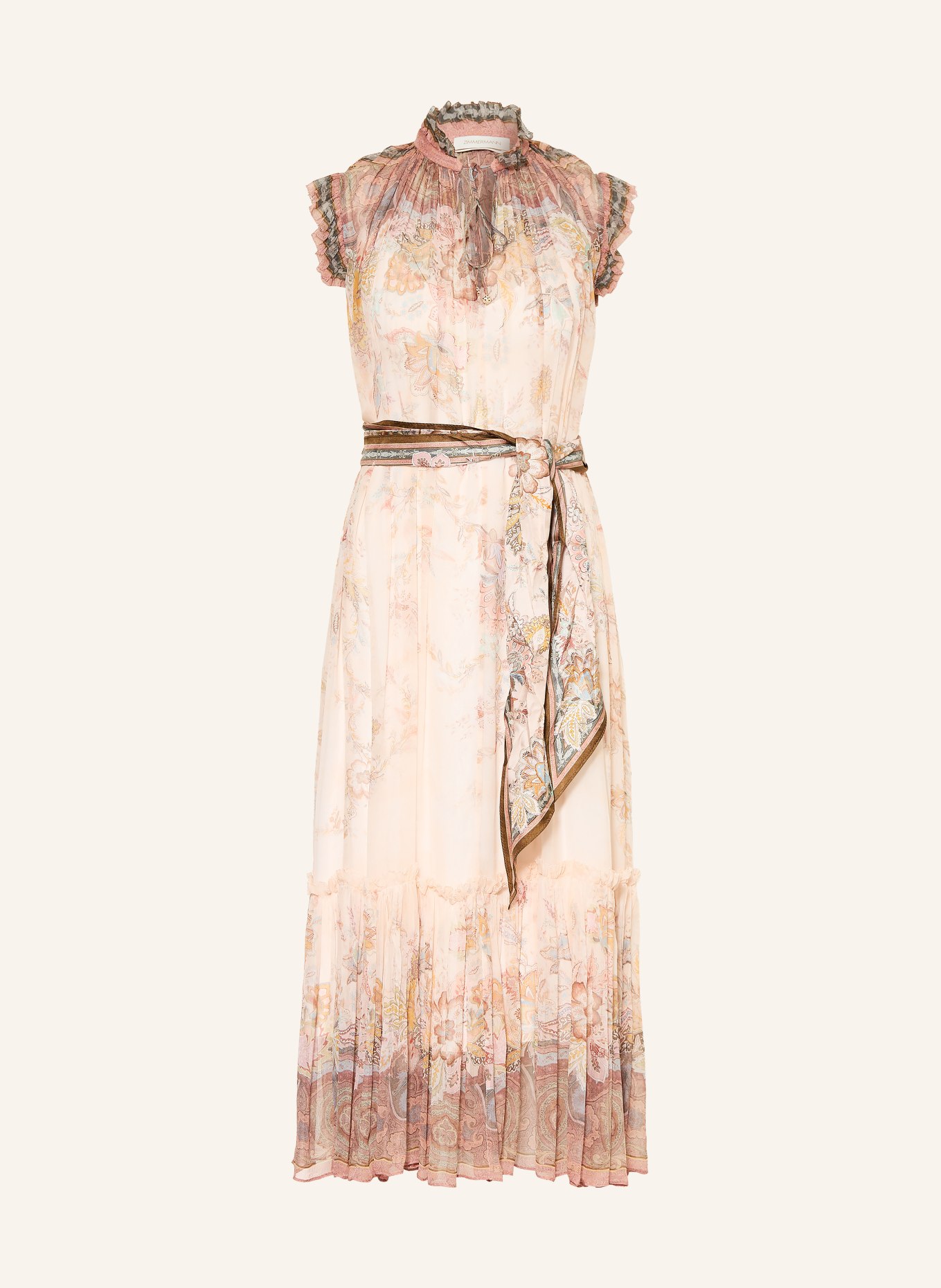 ZIMMERMANN Robe de cocktail ALCHEMY à volants: ROSE CLAIR / ROSÉ / BLEU FLUO