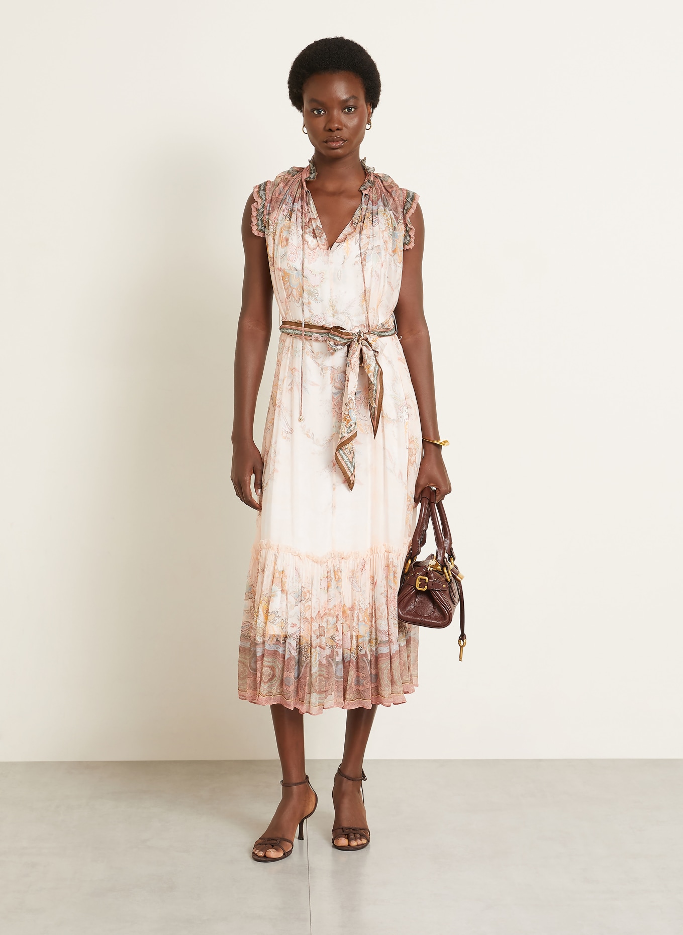 ZIMMERMANN Robe de cocktail ALCHEMY à volants: ROSE CLAIR / ROSÉ / BLEU FLUO