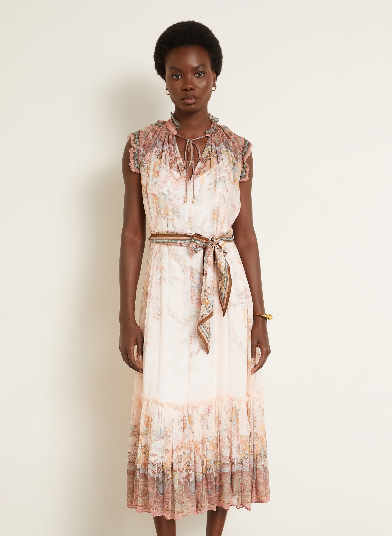 ZIMMERMANN Robe de cocktail ALCHEMY à volants: ROSE CLAIR / ROSÉ / BLEU FLUO