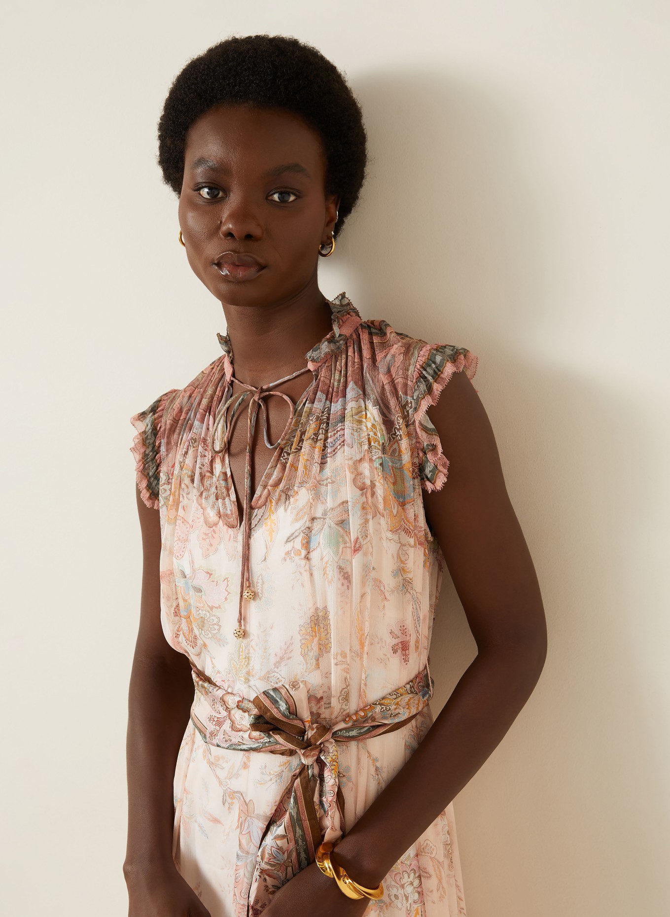 ZIMMERMANN Robe de cocktail ALCHEMY à volants: ROSE CLAIR / ROSÉ / BLEU FLUO