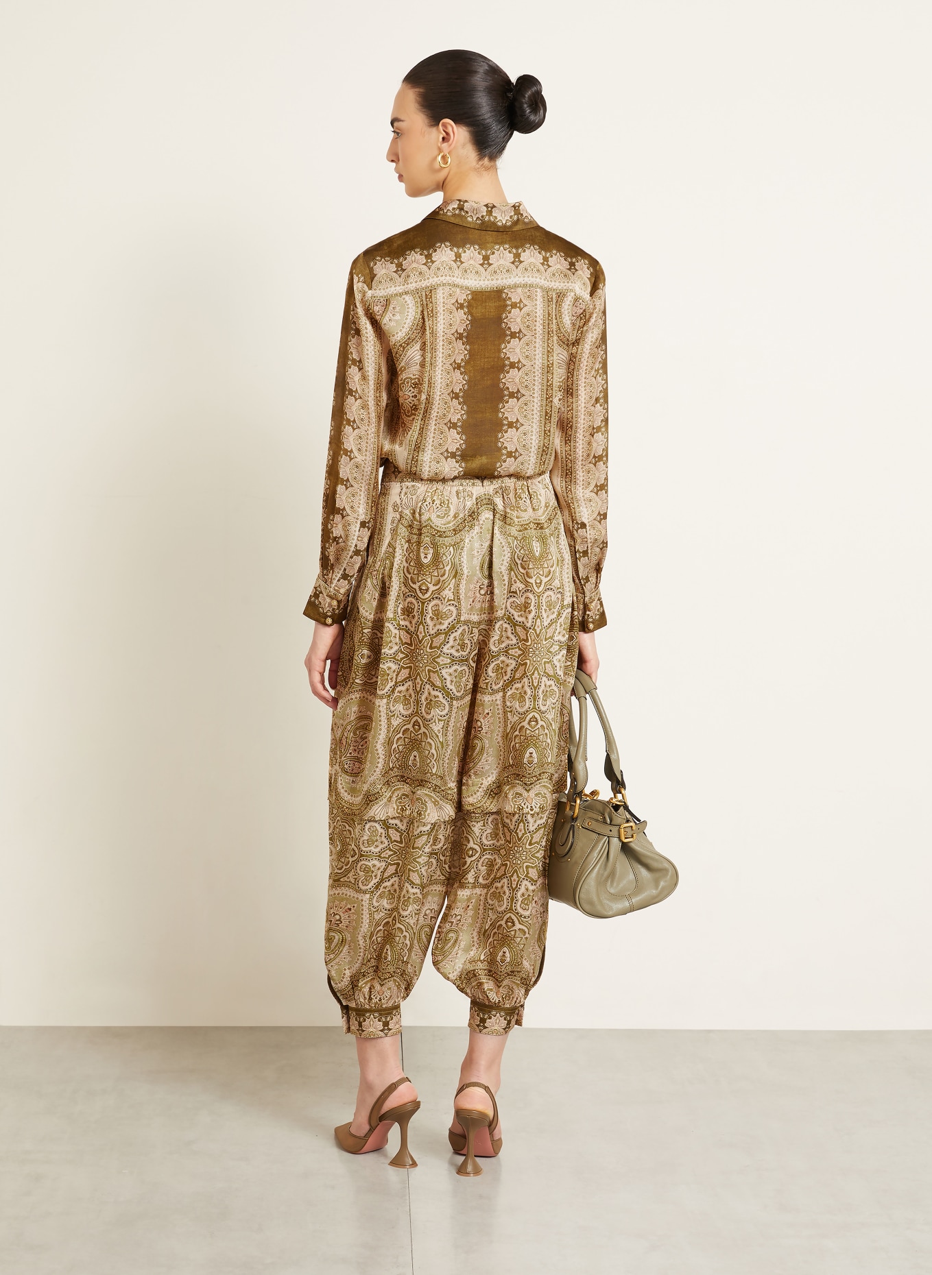 ZIMMERMANN Hemdbluse LUNA aus Seide: OLIV / HELLBRAUN / HELLGRÜN