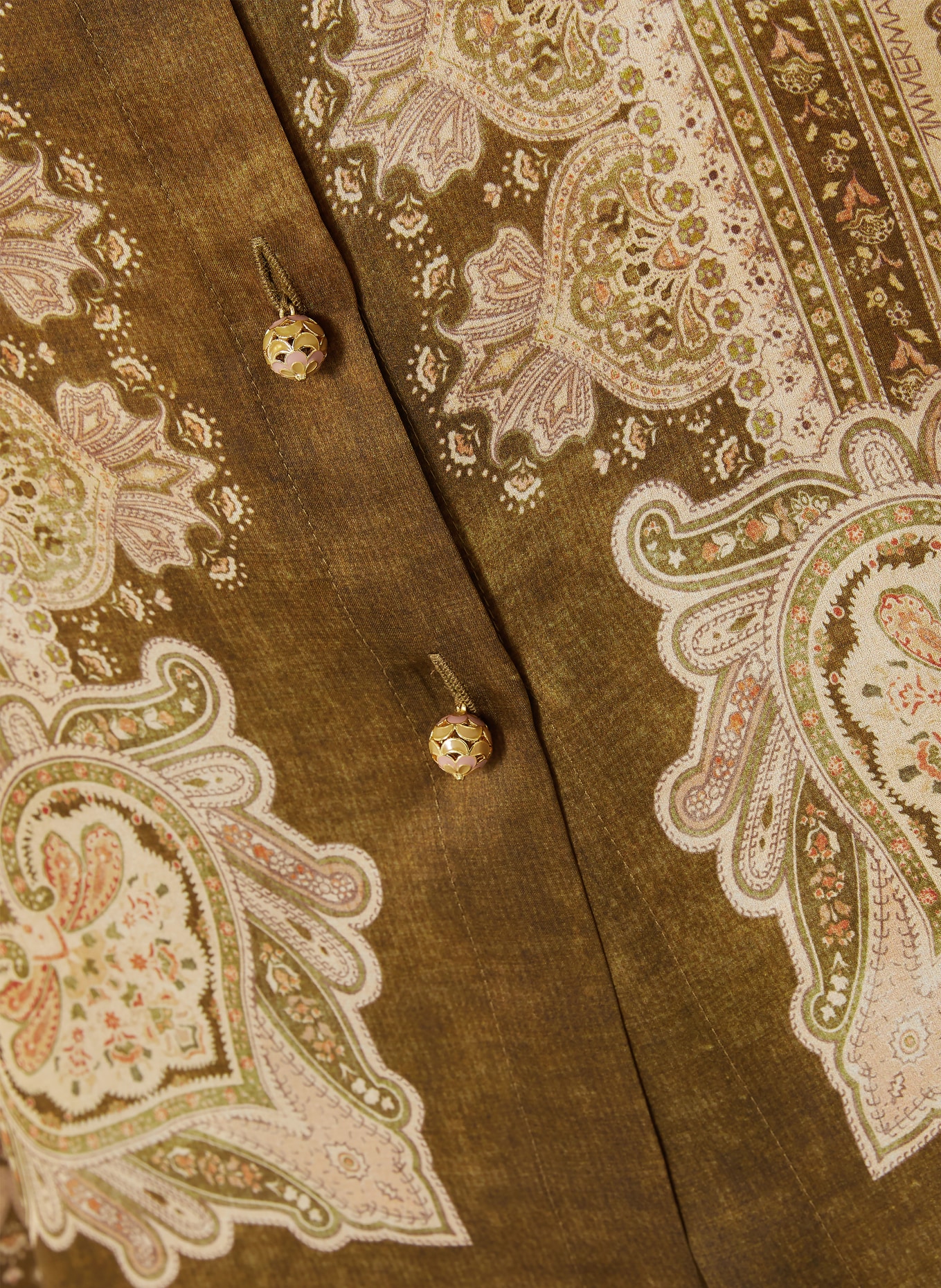 ZIMMERMANN Hemdbluse LUNA aus Seide: OLIV / HELLBRAUN / HELLGRÜN