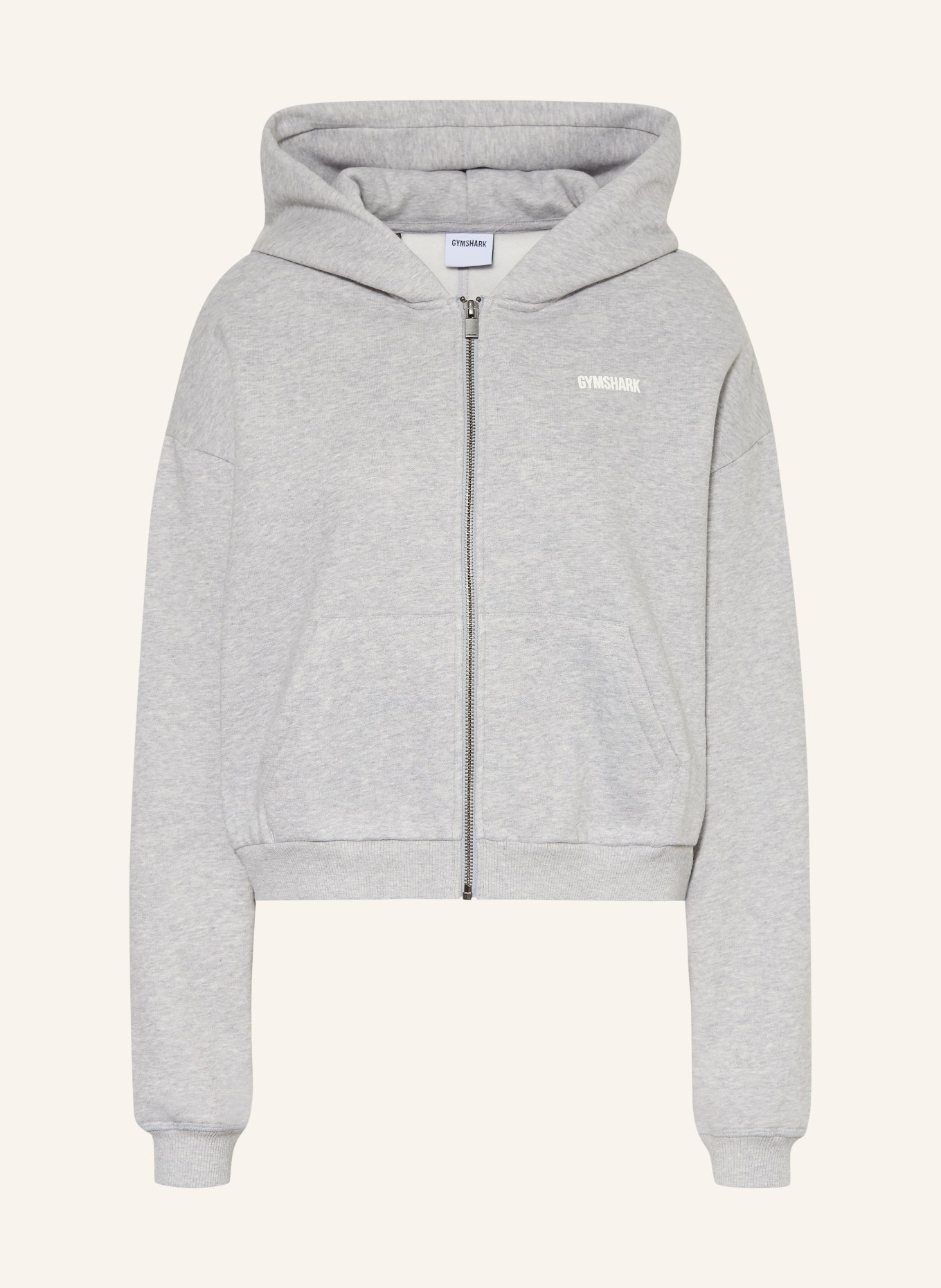 GYMSHARK Oversized-Sweatjacke COSY LUXE: GRAU / WEISS