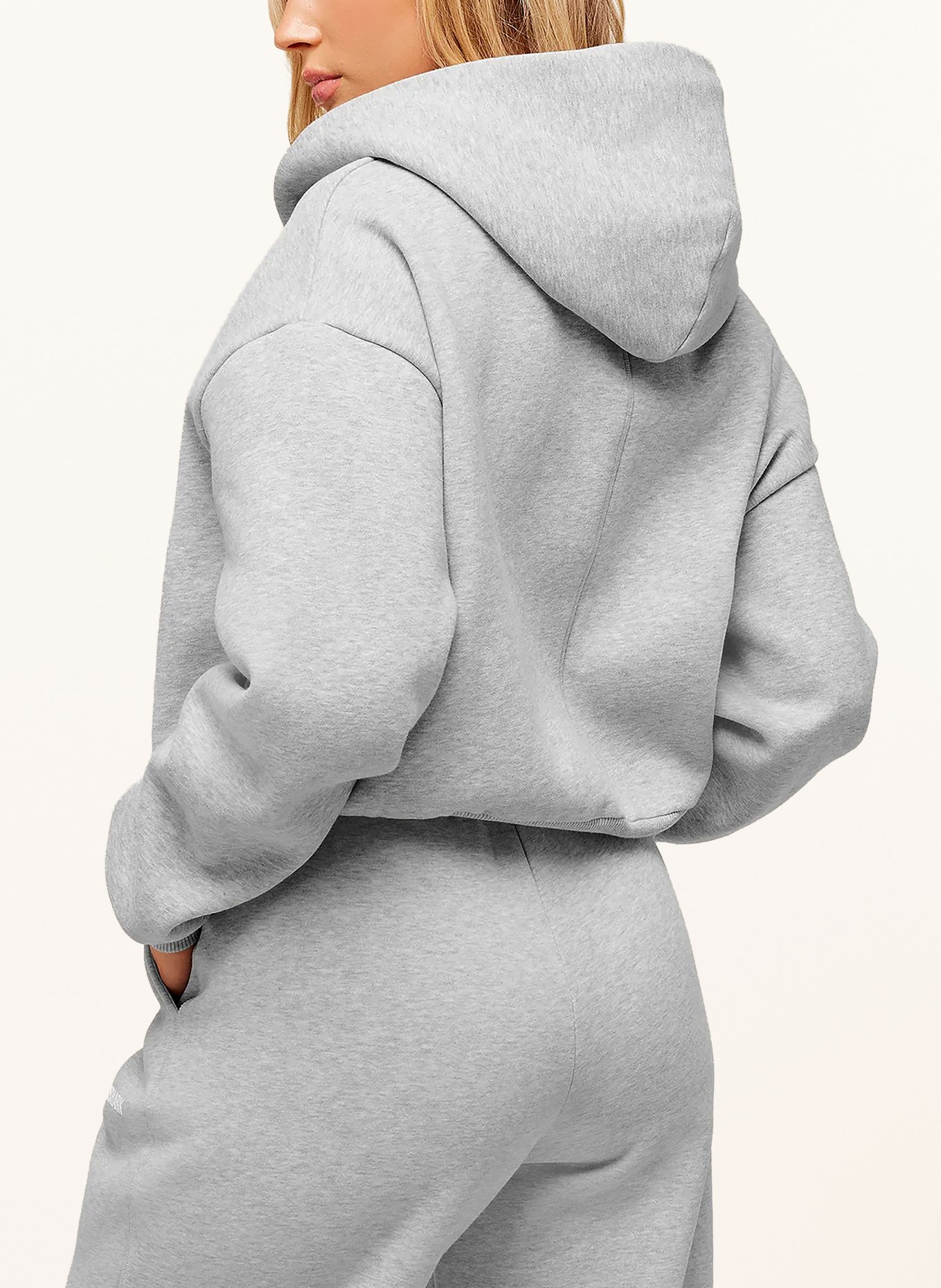 GYMSHARK Oversized-Sweatjacke COSY LUXE: GRAU / WEISS