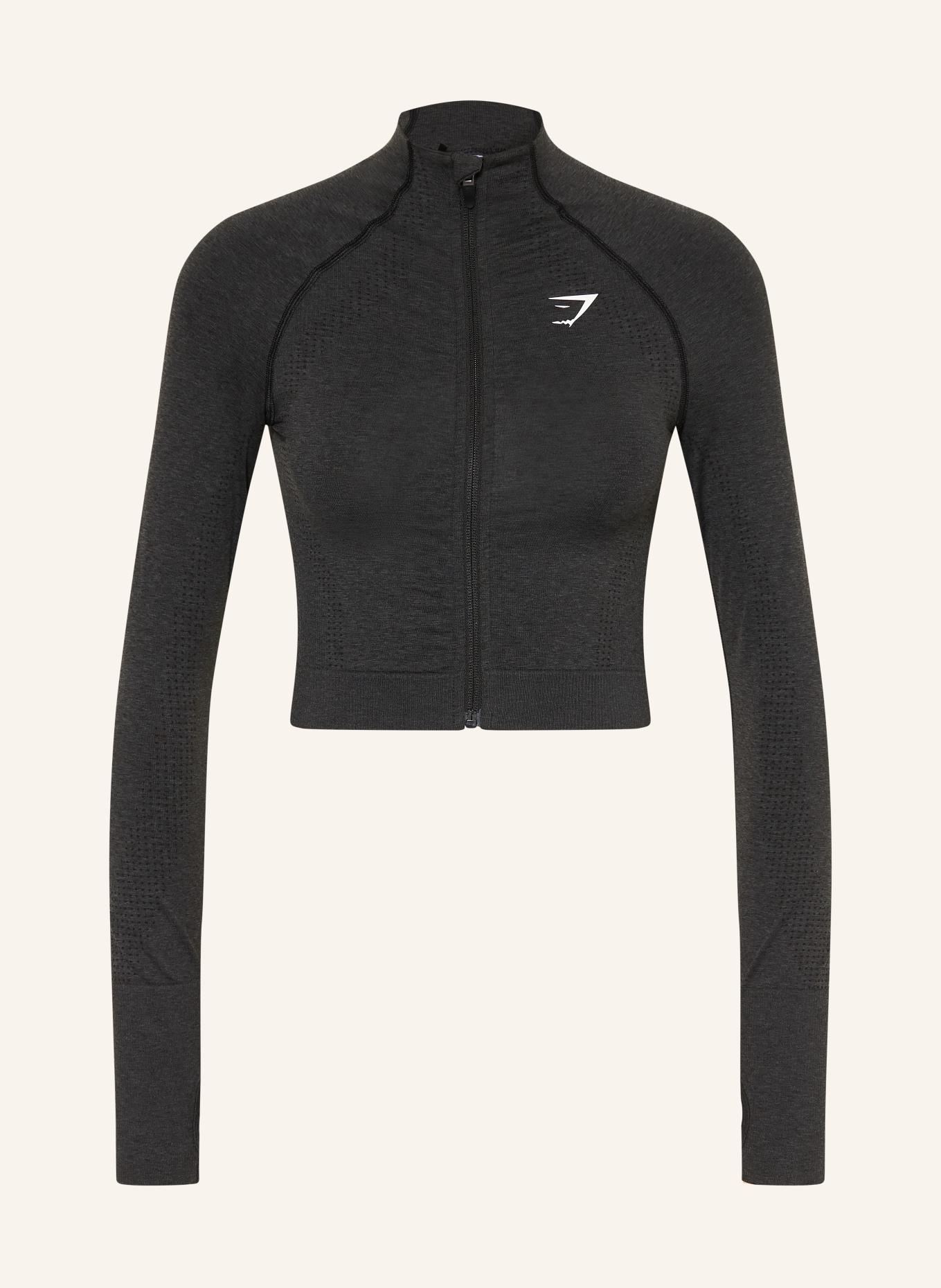 GYMSHARK Cropped-Trainingsjacke VITAL SEAMLESS 2.0: SCHWARZ / WEISS