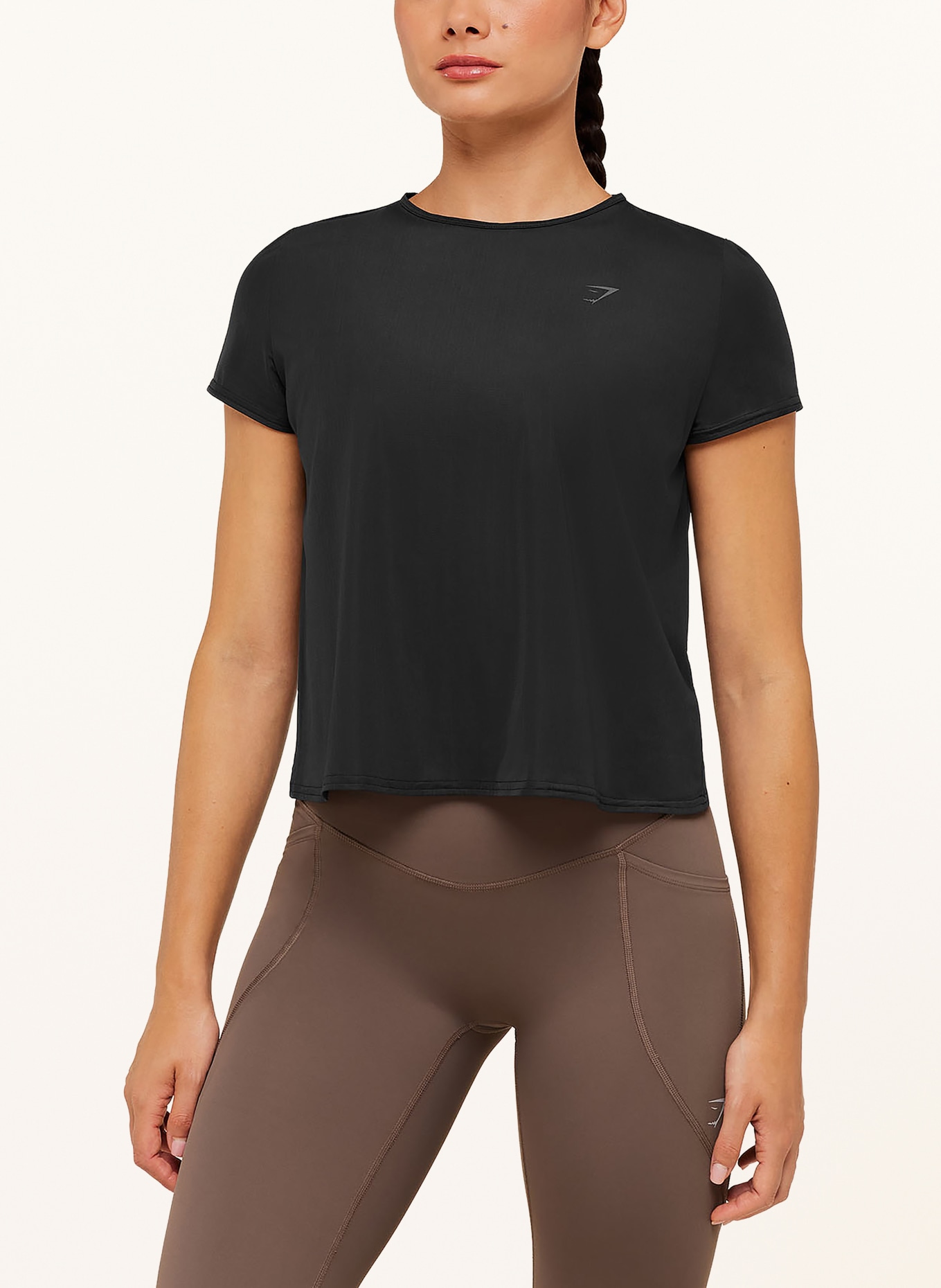 GYMSHARK Laufshirt BETTER LEVEL RUNNING SHORT SLEEVE: SCHWARZ / DUNKELGRAU