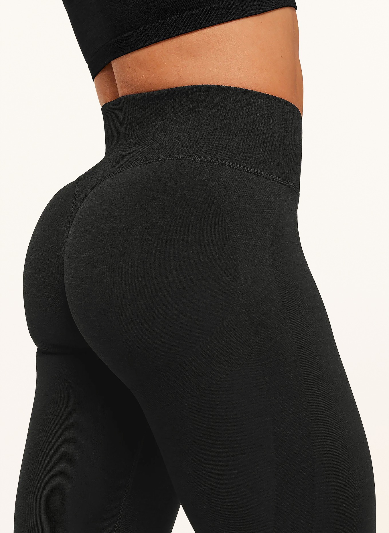 GYMSHARK Tights INTERVAL SEAMLESS: SCHWARZ
