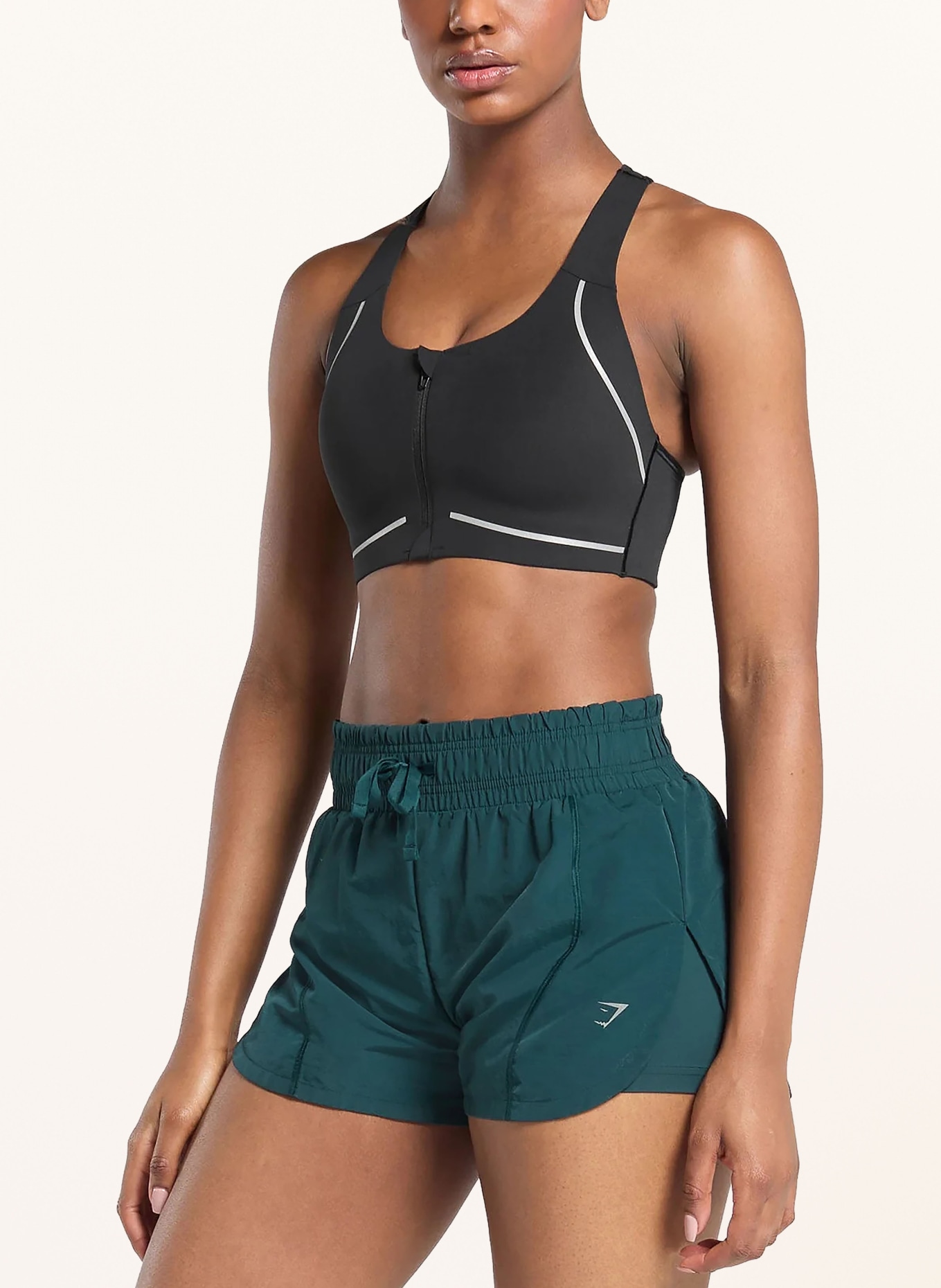 GYMSHARK Sport-BH RUNNING: SCHWARZ / HELLGRAU