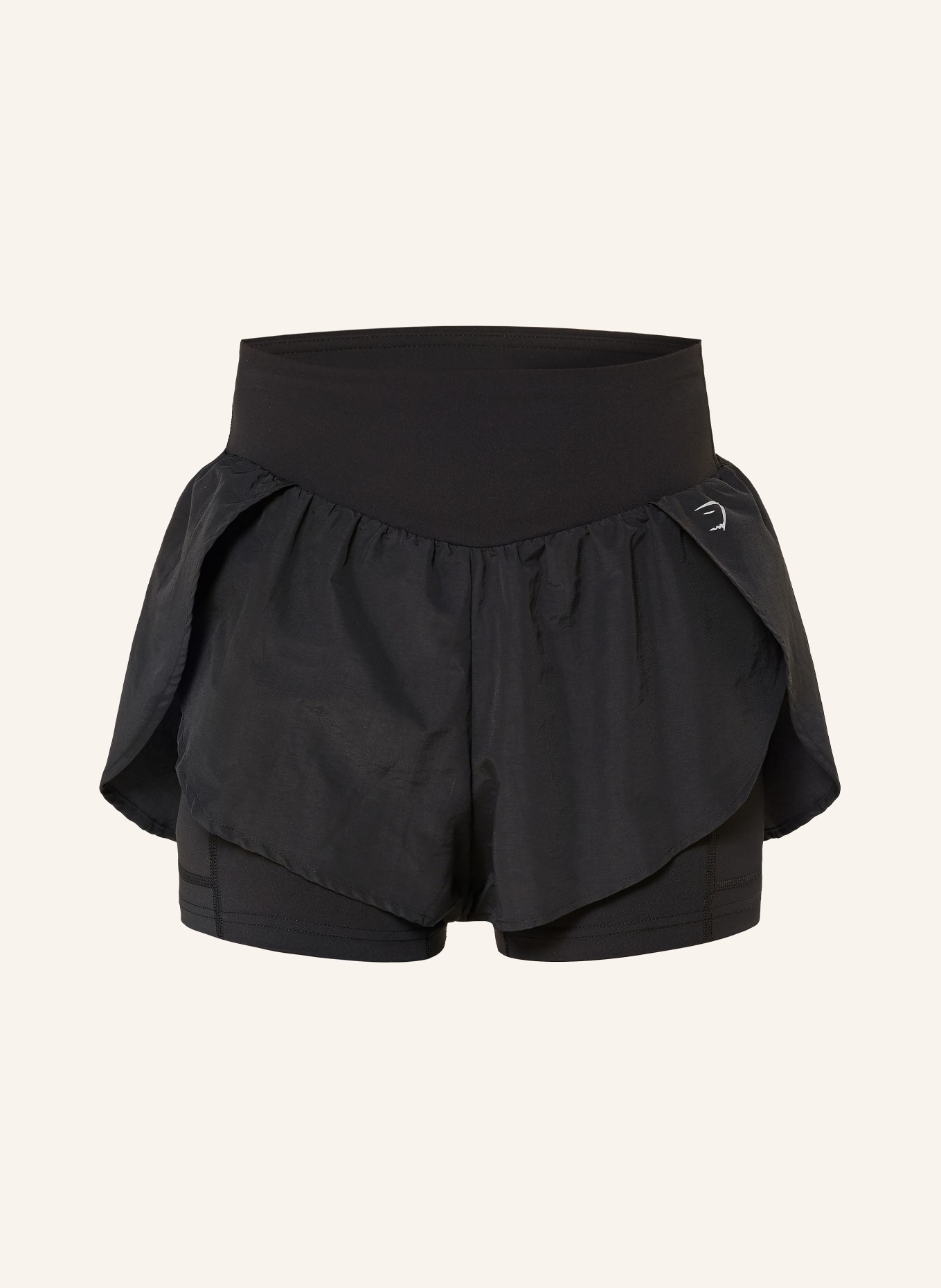 GYMSHARK 2-in-1-Laufshorts: SCHWARZ