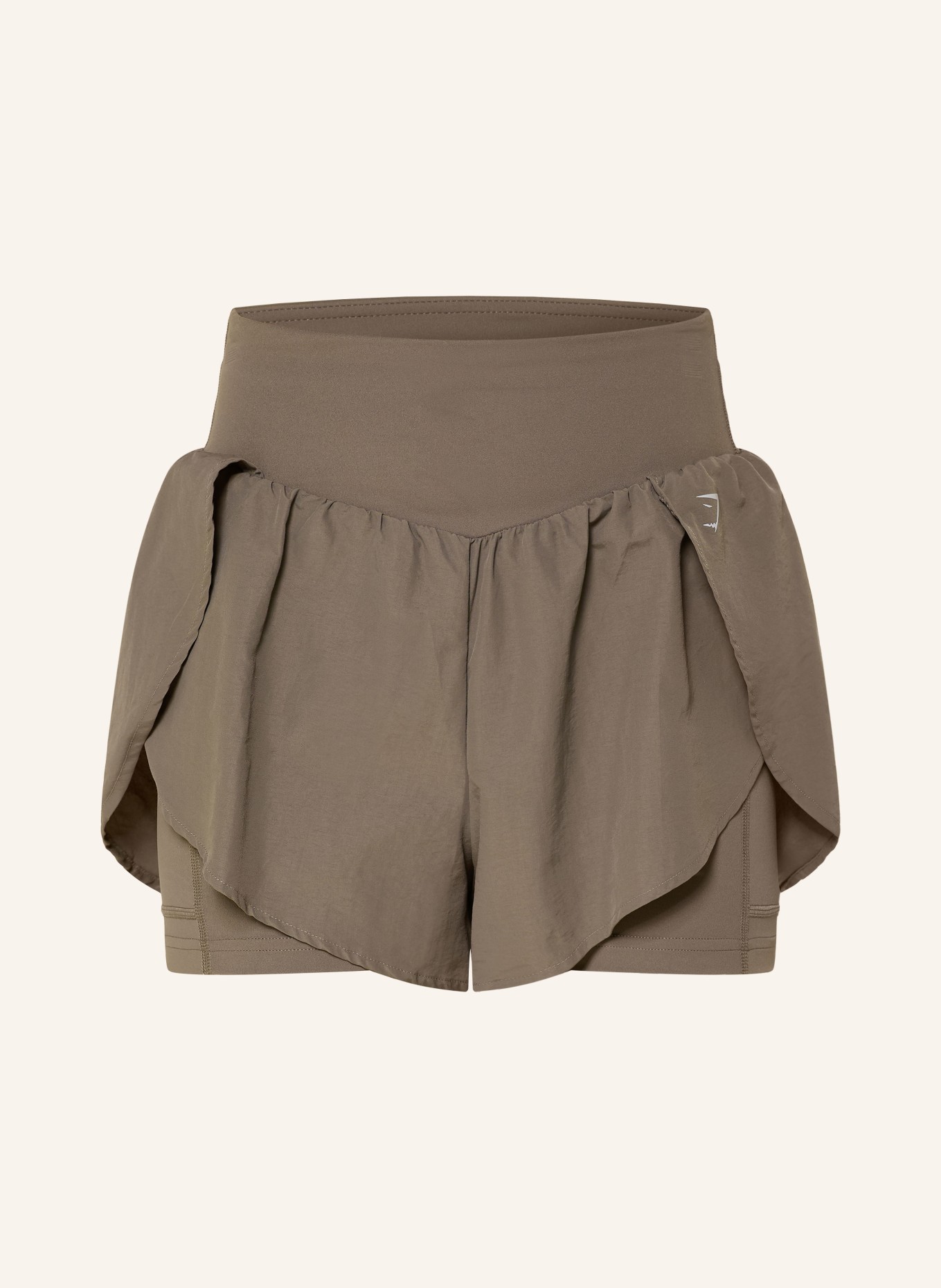 GYMSHARK 2-in-1-Laufshorts: KHAKI