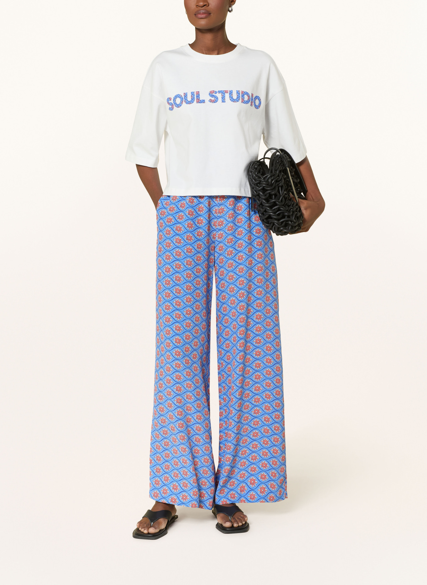 Smith & Soul Marlenehose: BLAU / DUNKELORANGE