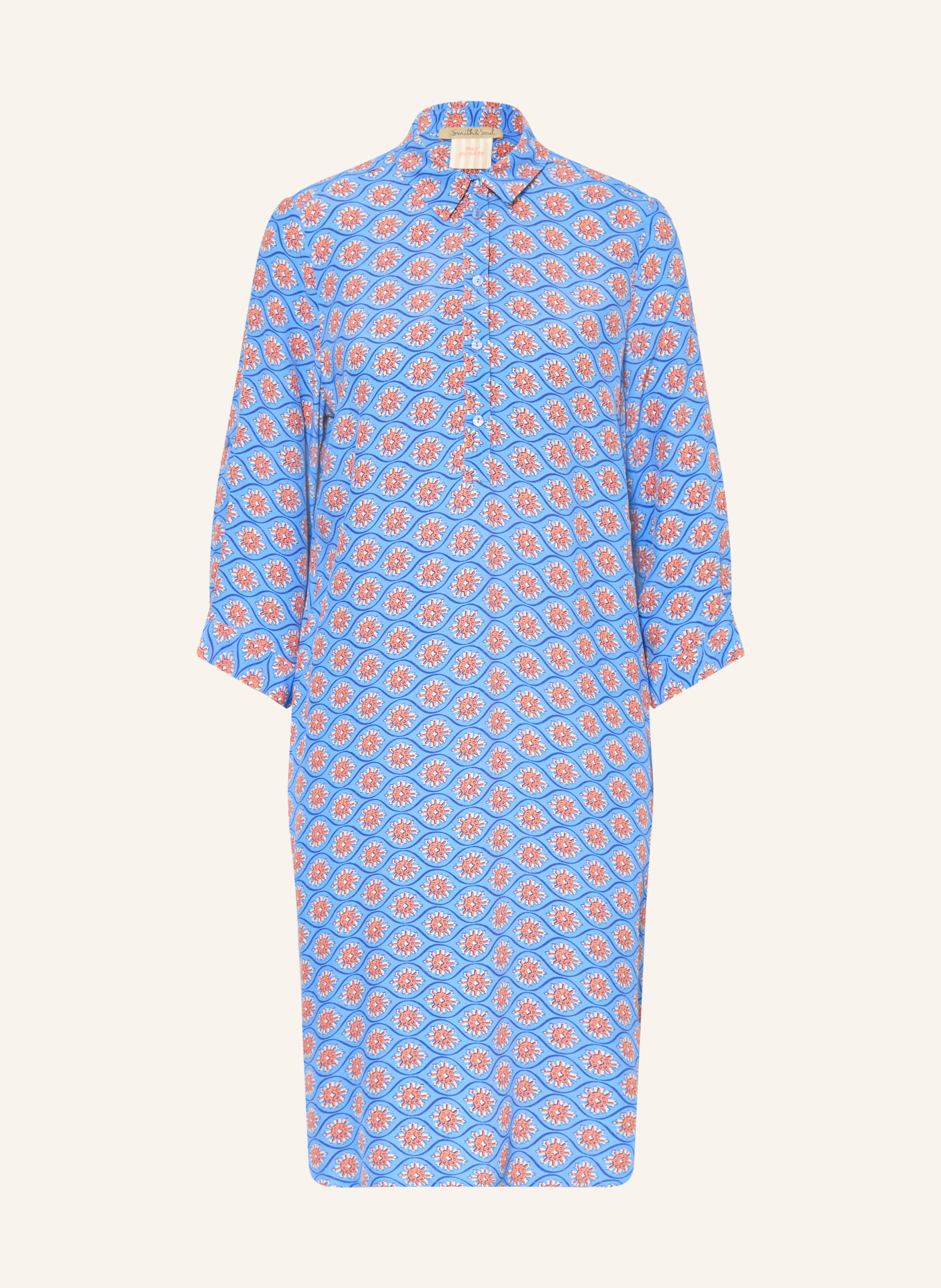 Smith & Soul Hemdblusenkleid mit 3/4-Arm: BLAU / DUNKELORANGE